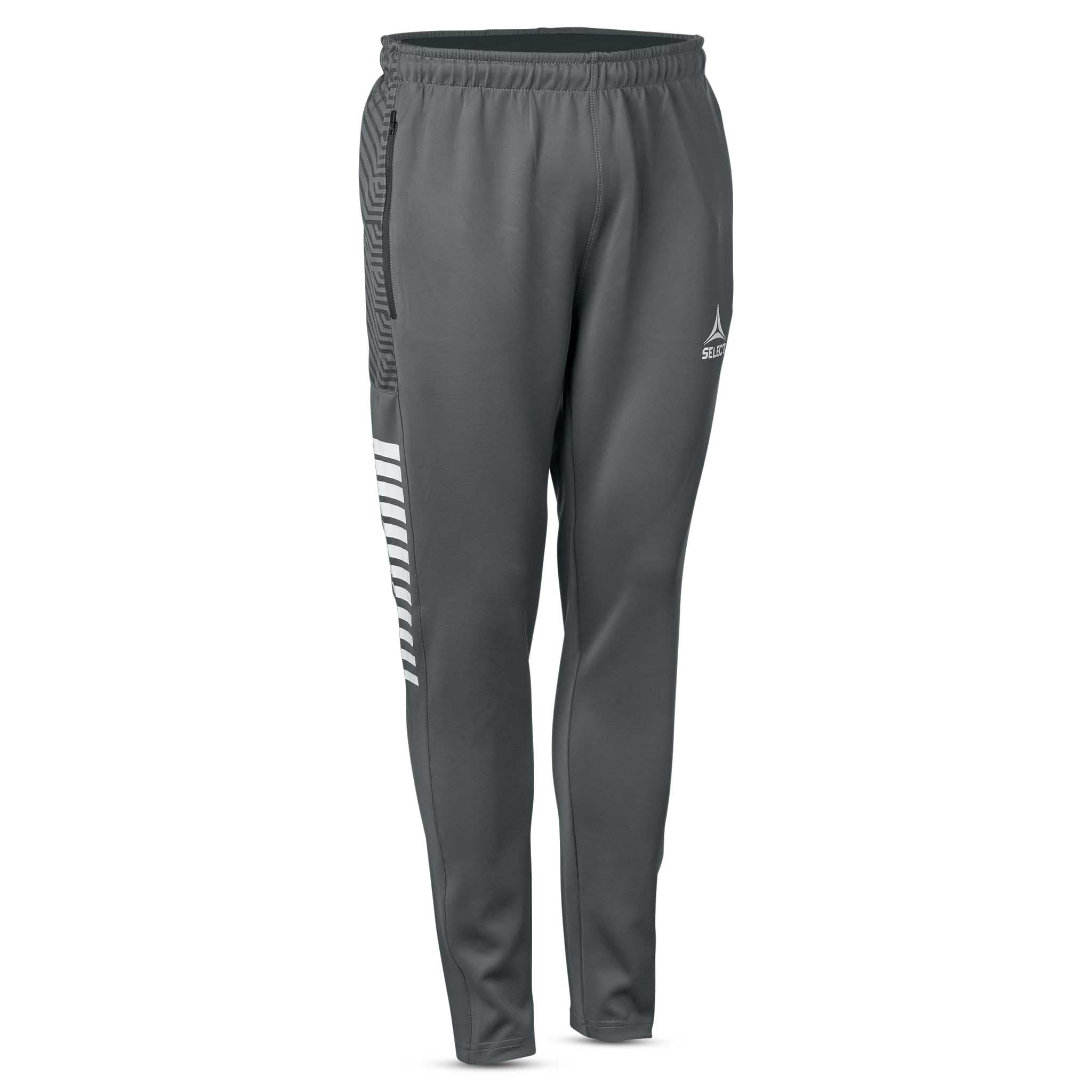 Forside af grå Training pants Regular Fit Monaco v24, fodbold kamp- og træningstøj, med hvide sidedetaljer.