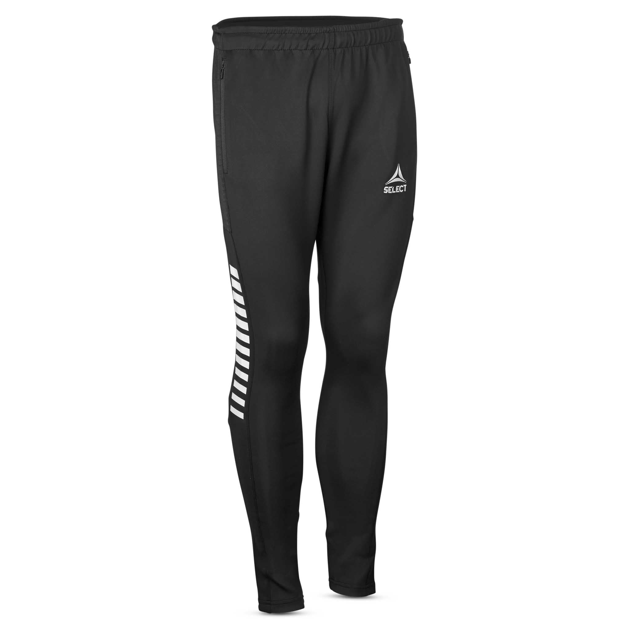 Forside af sorte Training pants slim fit Monaco v24 med hvide detaljer, fodbold Match & Training wear