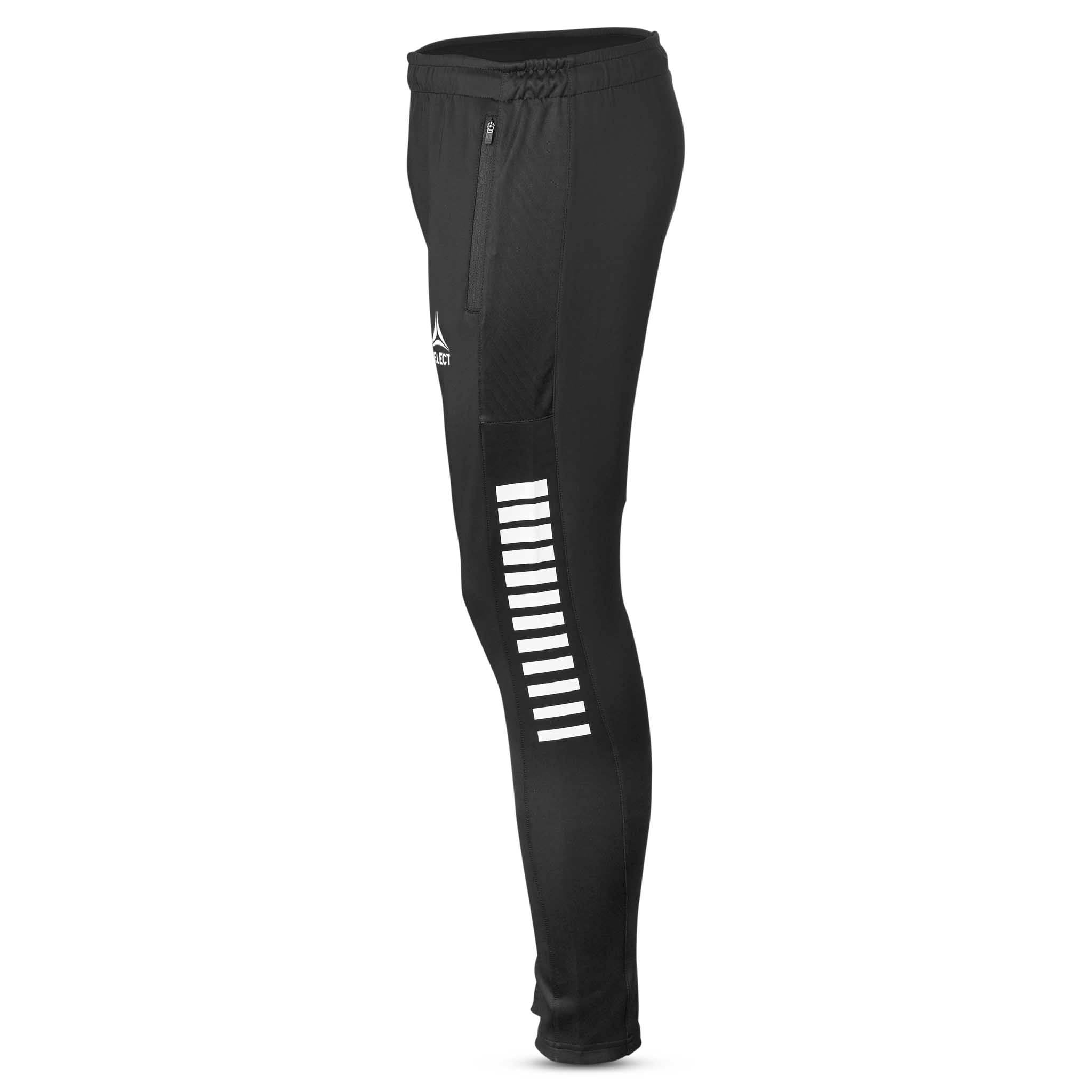 Sorte Training pants slim fit Monaco v24, Match & Training wear, hvide striber, set fra højre.