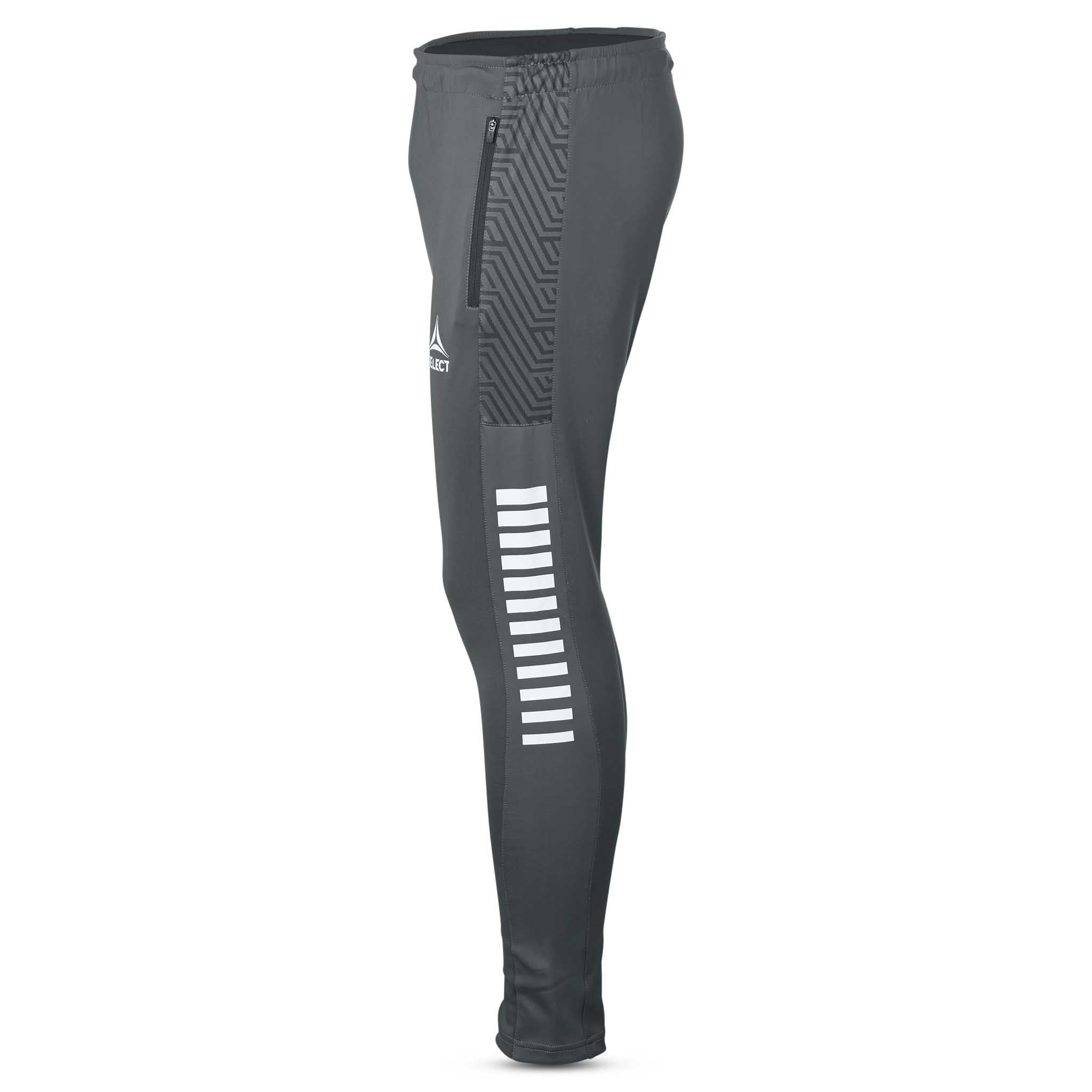 Grå-hvide Training pants slim fit Monaco v24, Match & Training wear, set fra højre side med hvide striber.