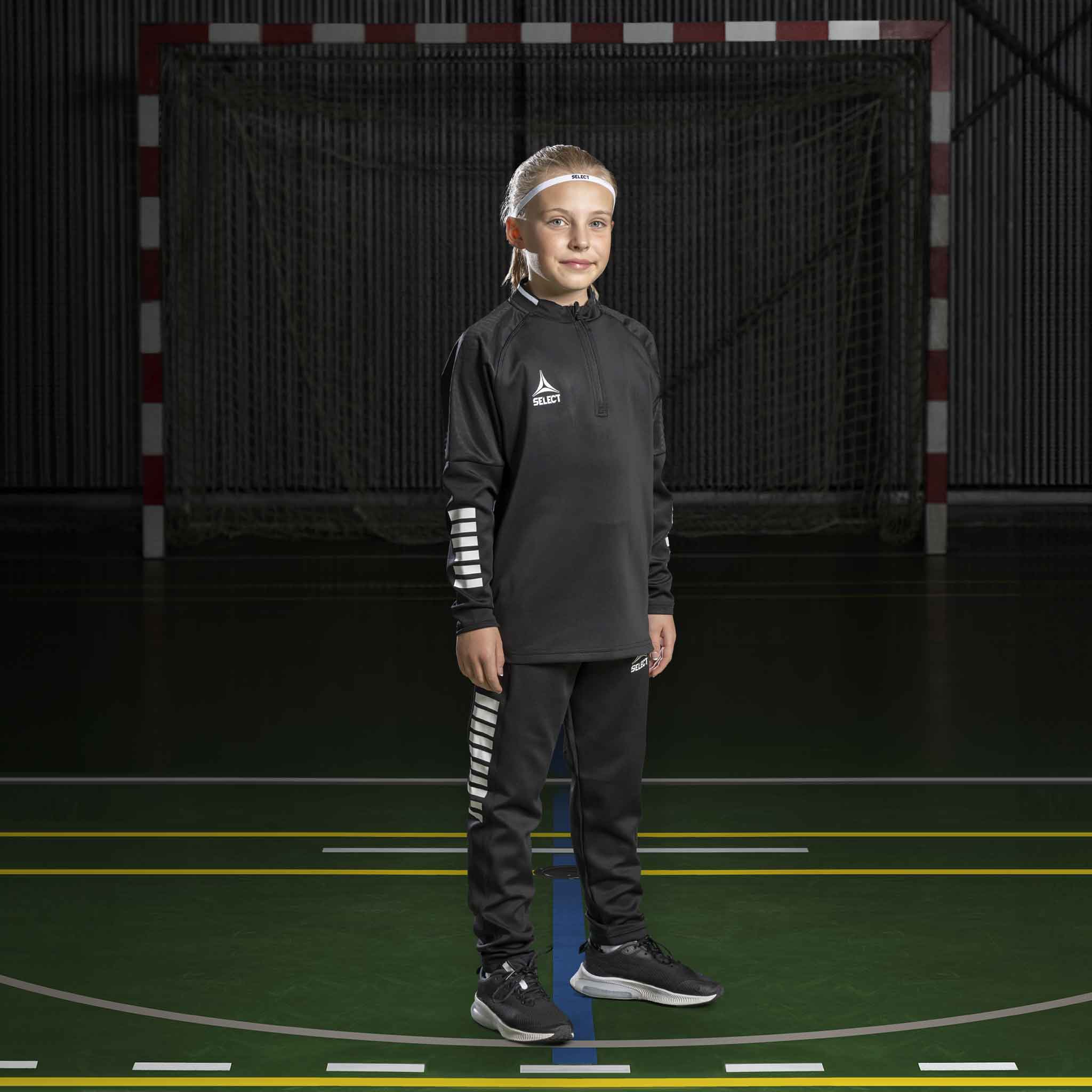 Monaco Træningssweatshirt med 1/2 lynlås - Børn #farve_ #farve_sort/hvid #farve_sort/hvid