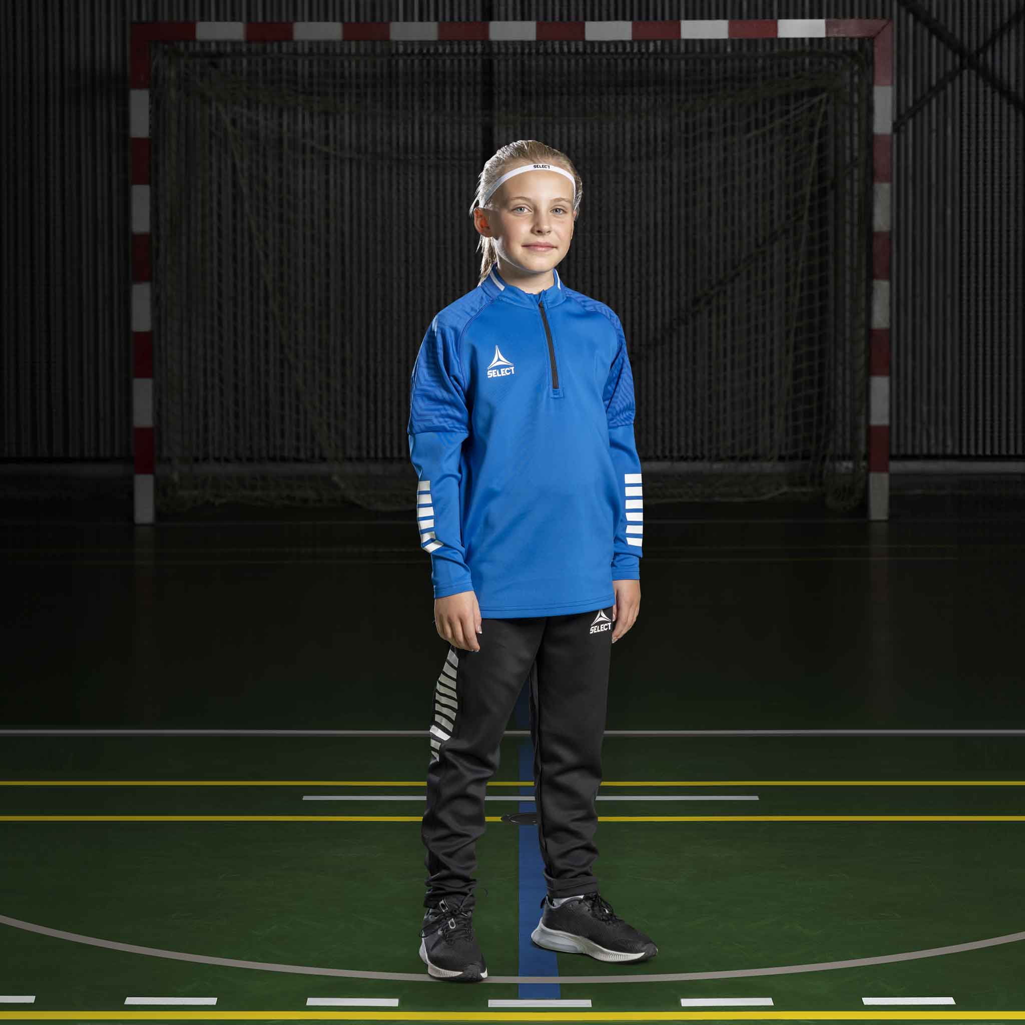 Monaco Træningssweatshirt med 1/2 lynlås - Børn #farve_ #farve_blå/hvid #farve_blå/hvid