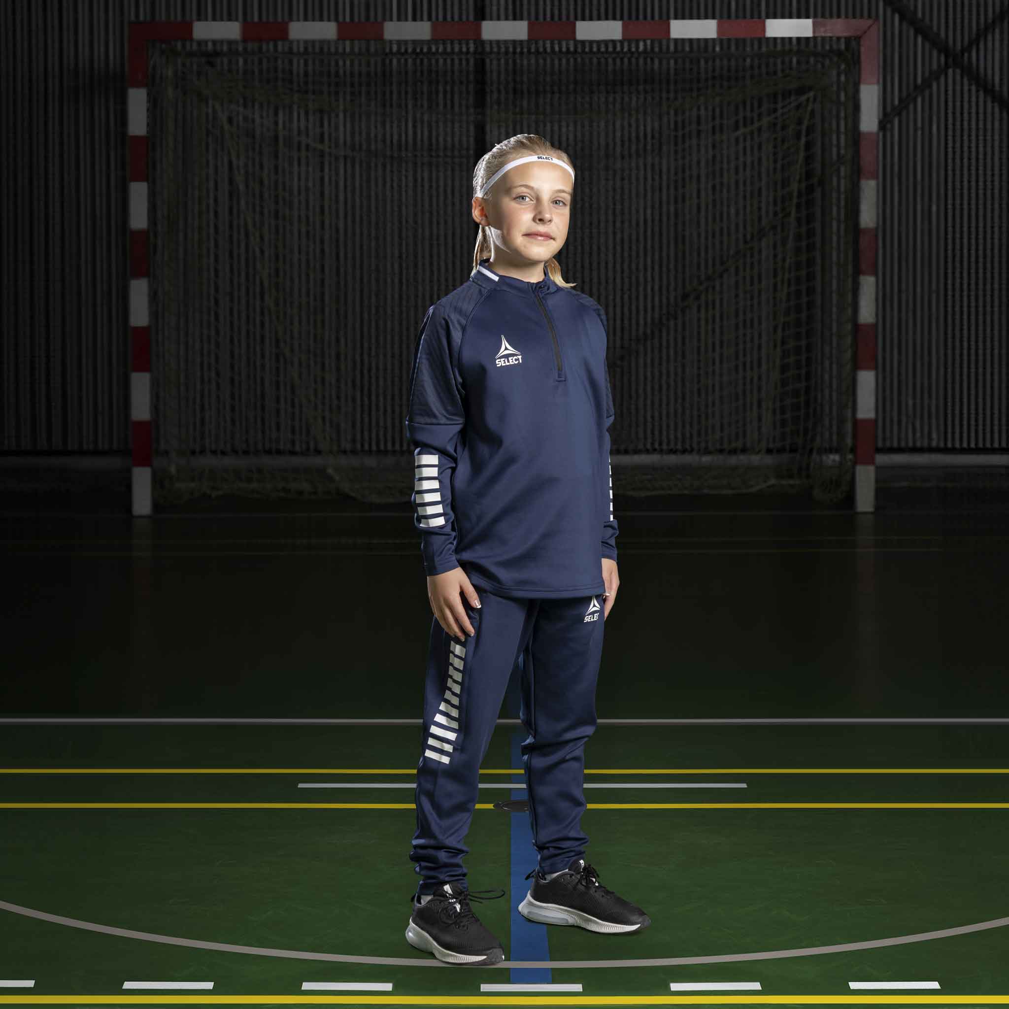 Monaco Træningssweatshirt med 1/2 lynlås - Børn #farve_ #farve_marineblå/hvid #farve_marineblå/hvid