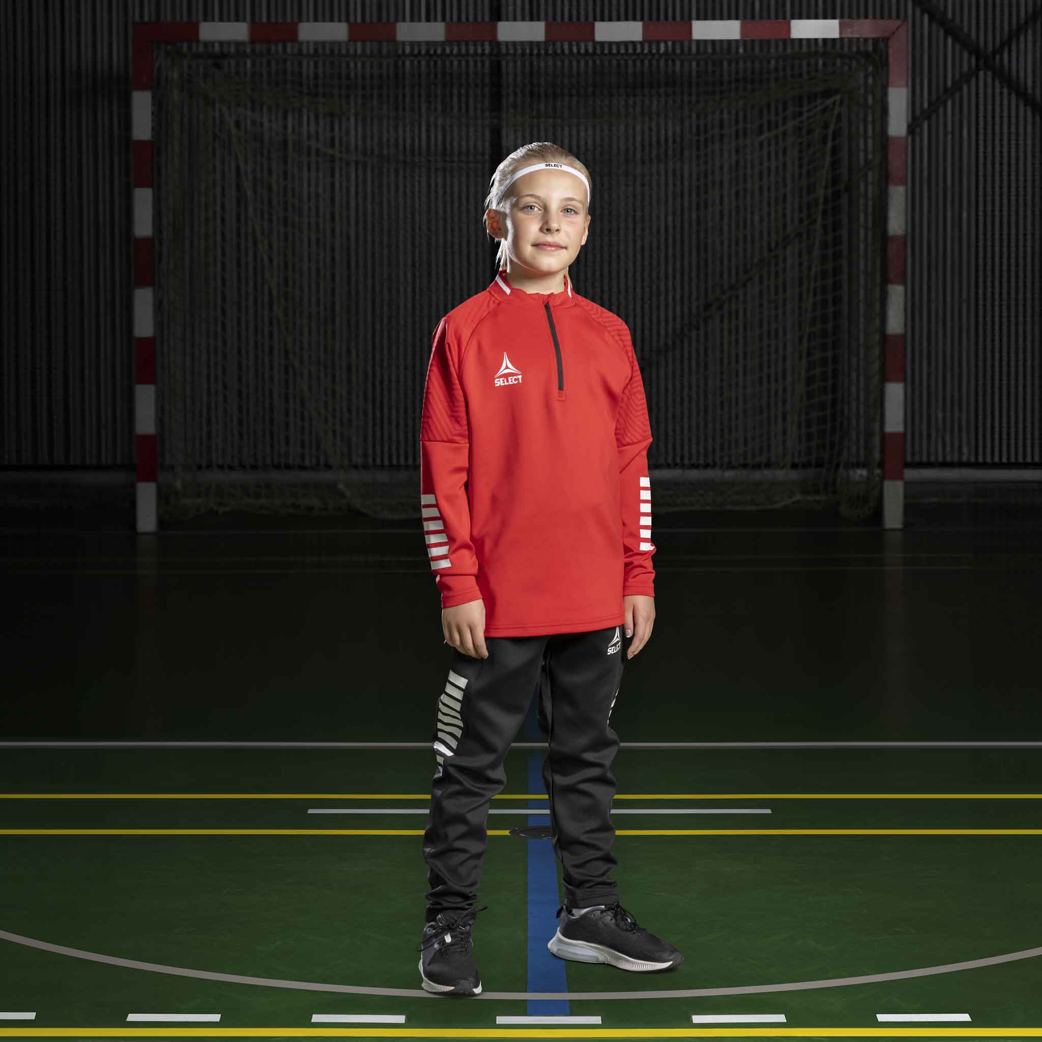 Monaco Træningssweatshirt med 1/2 lynlås - Børn #farve_ #farve_rød/hvid #farve_rød/hvid