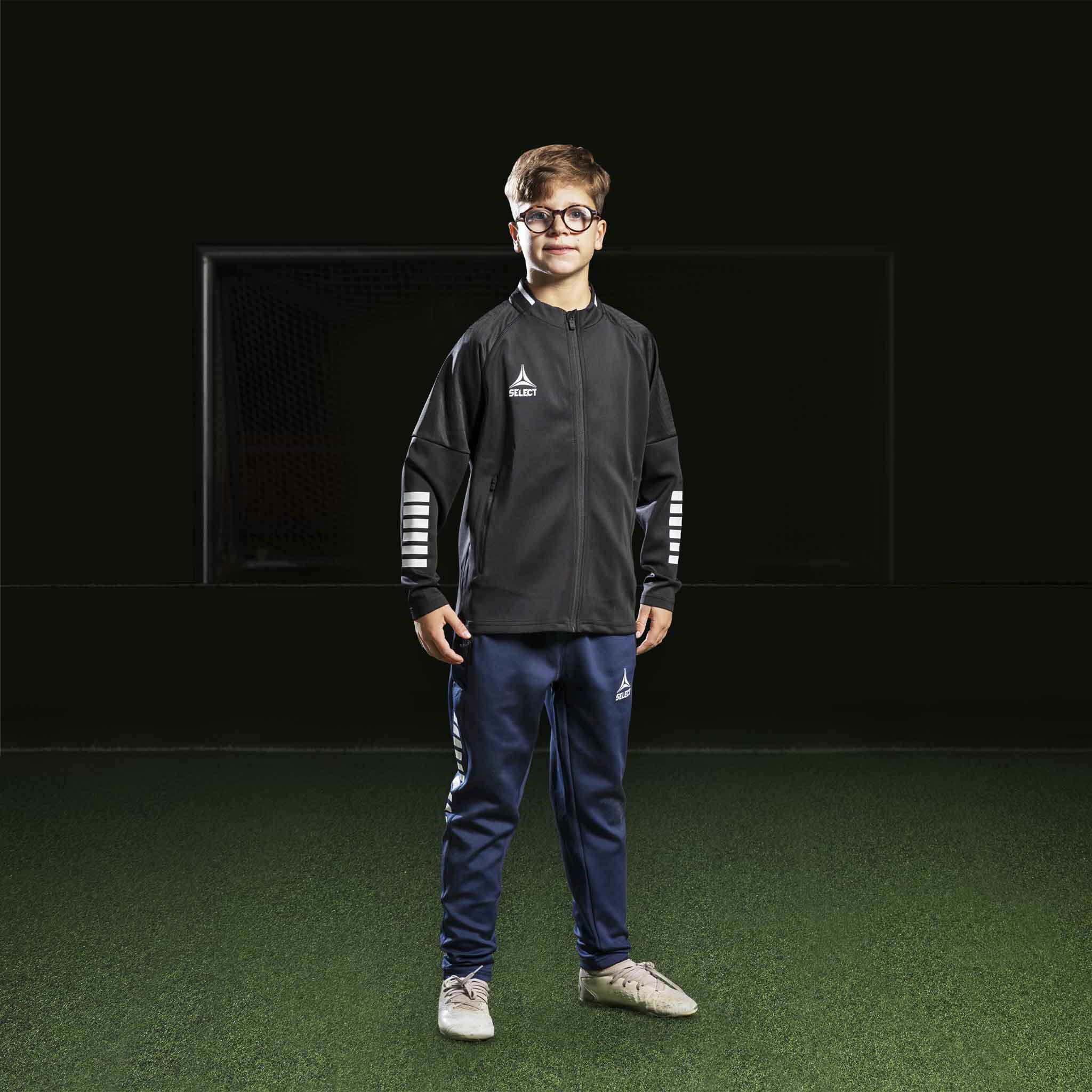 Monaco Zip træningsjakke - Børn #farve_ #farve_sort/hvid #farve_sort/hvid