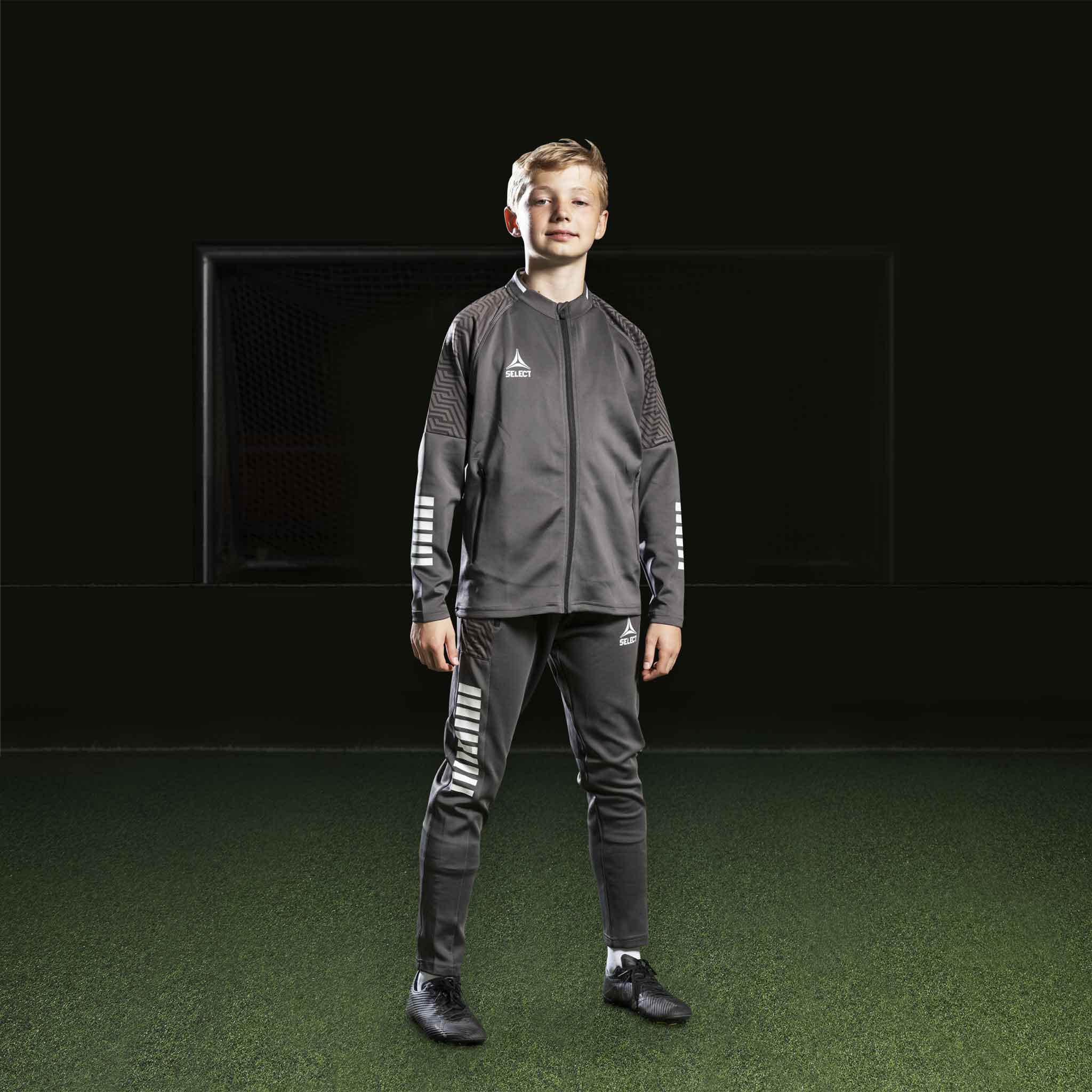 Monaco Zip træningsjakke - Børn #farve_ #farve_grey/white