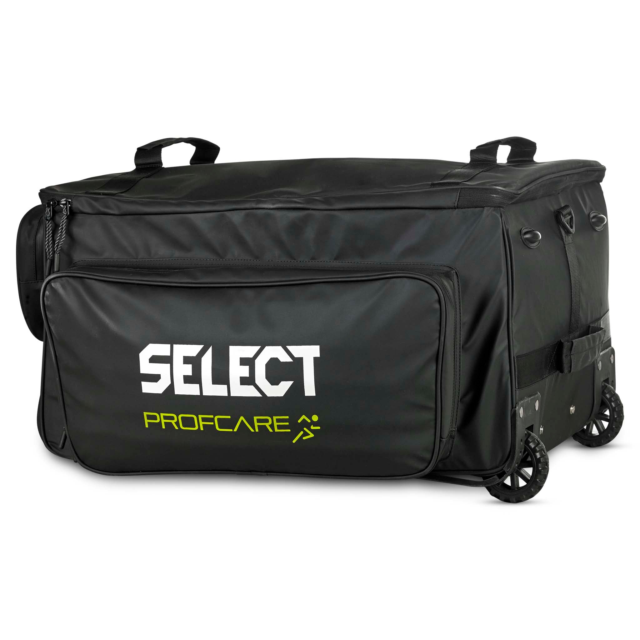 Sort Medicalbag trolley v25, Sports care, bagside med hjul og Select Profcare-logo.