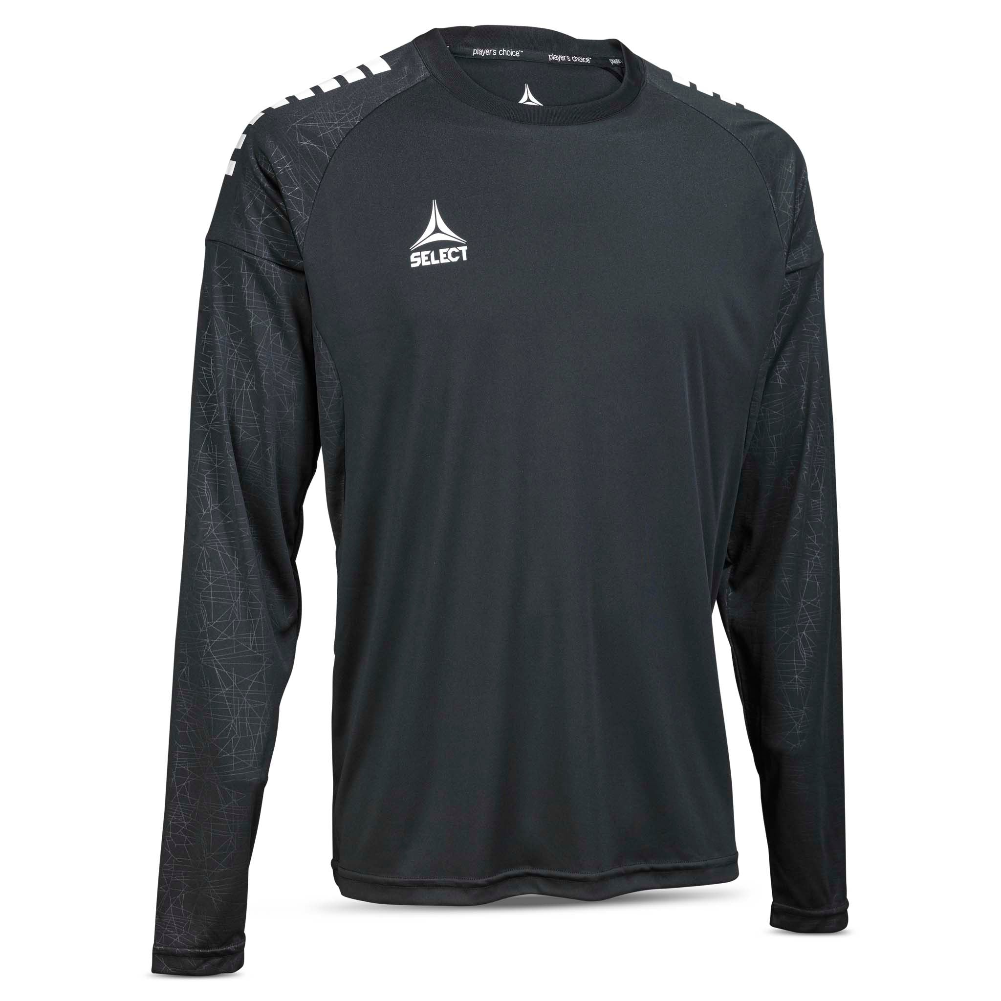 Forfra af sort Player shirt L/S Spain v25, Match & Training wear med hvidt logo