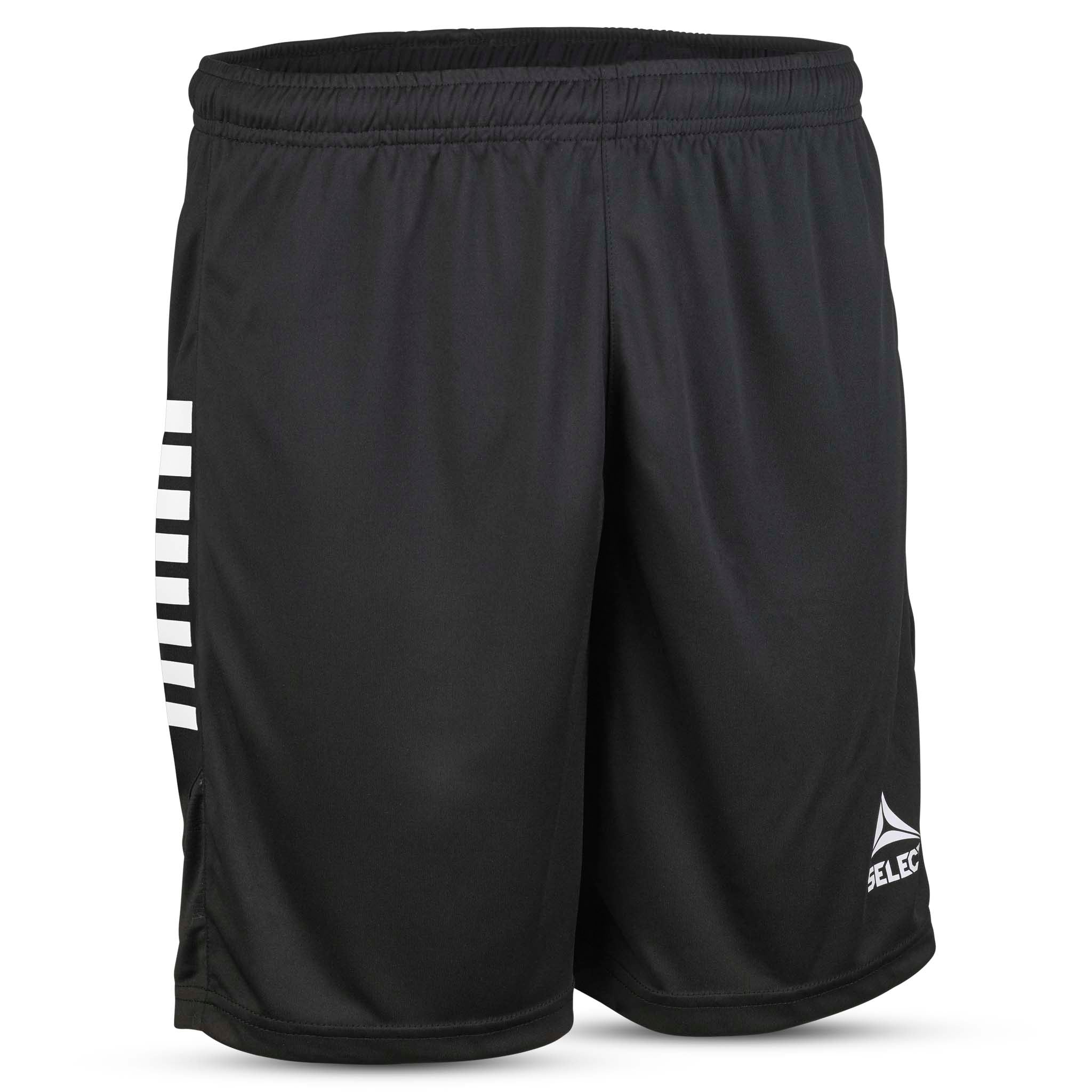 Sorte Player shorts Spain v25, set forfra, med hvide striber. Match & Training wear til fodbold.
