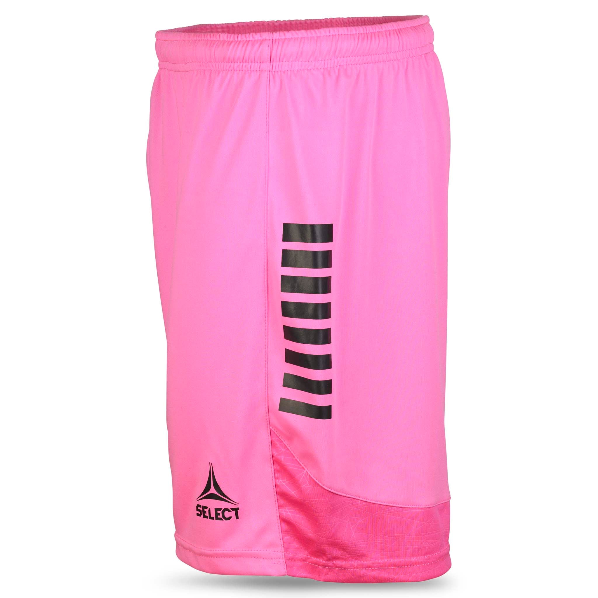 Player shorts Spain v25, kamp- og træningstøj, pink med sorte striber, set fra venstre