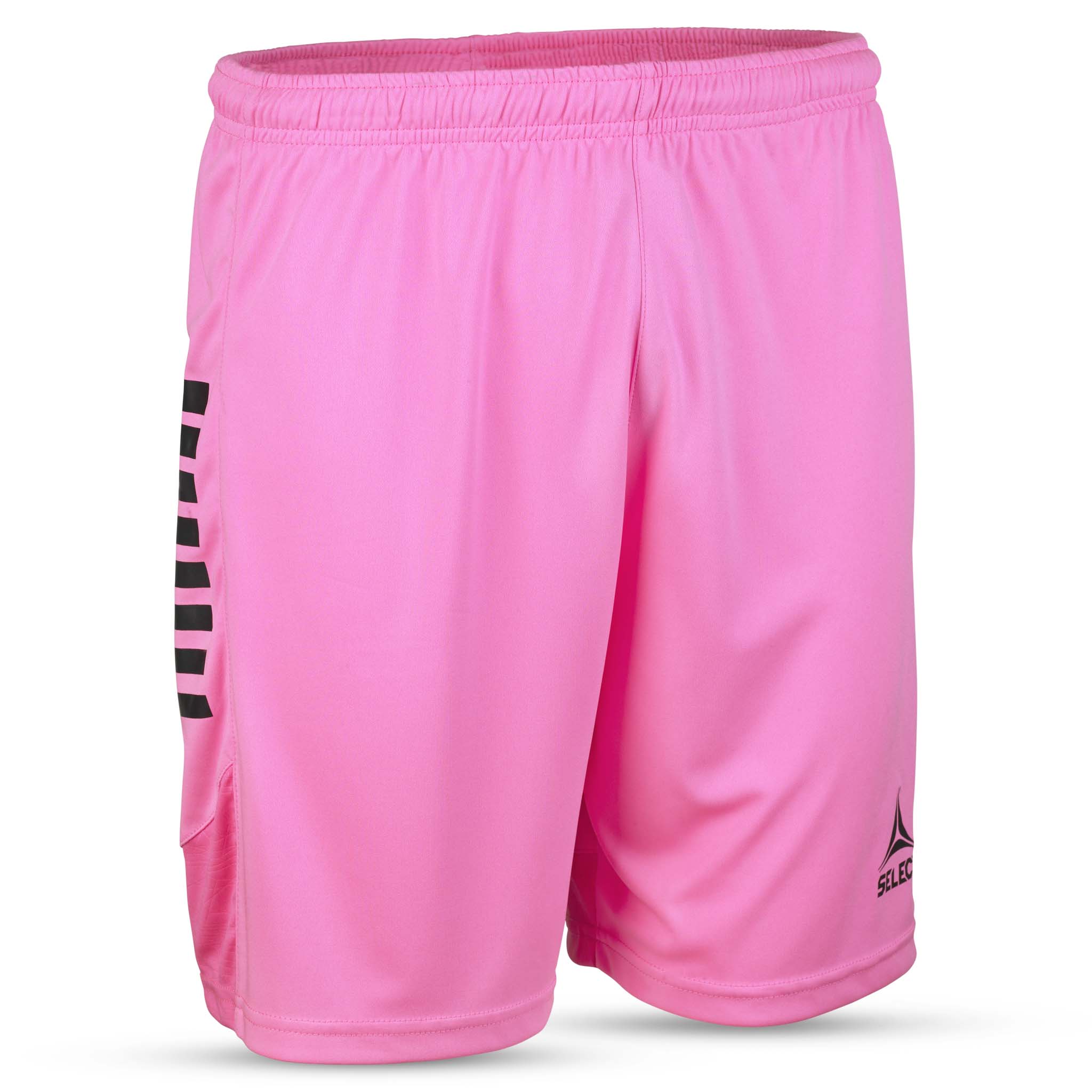 Lyserøde Player shorts Spain v25, kamp- og træningstøj, set forfra med sort logodetalje