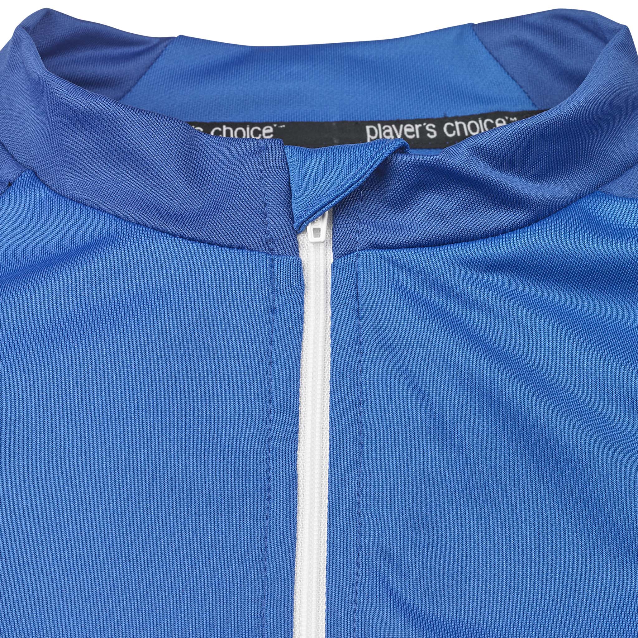 Nærbillede af blå Training sweat 1/2 zip Spain v25, Match & Training wear, hvid lynlås og kravedetalje