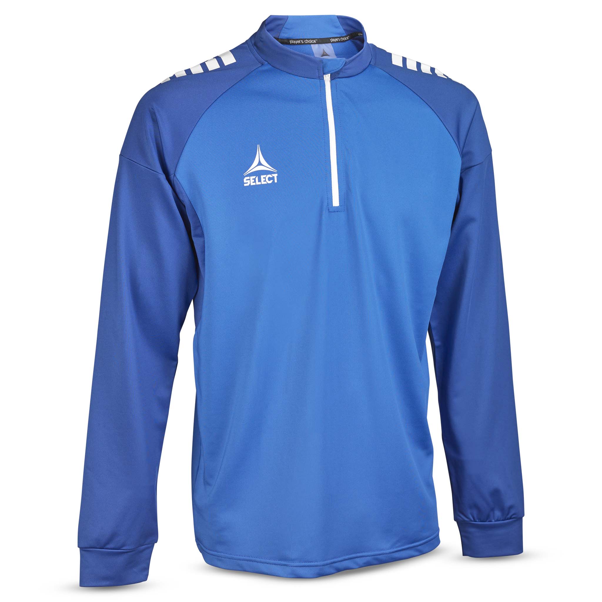 Blå og hvid Training sweat 1/2 zip Spain v25, kamp- og træningstøj, set forfra