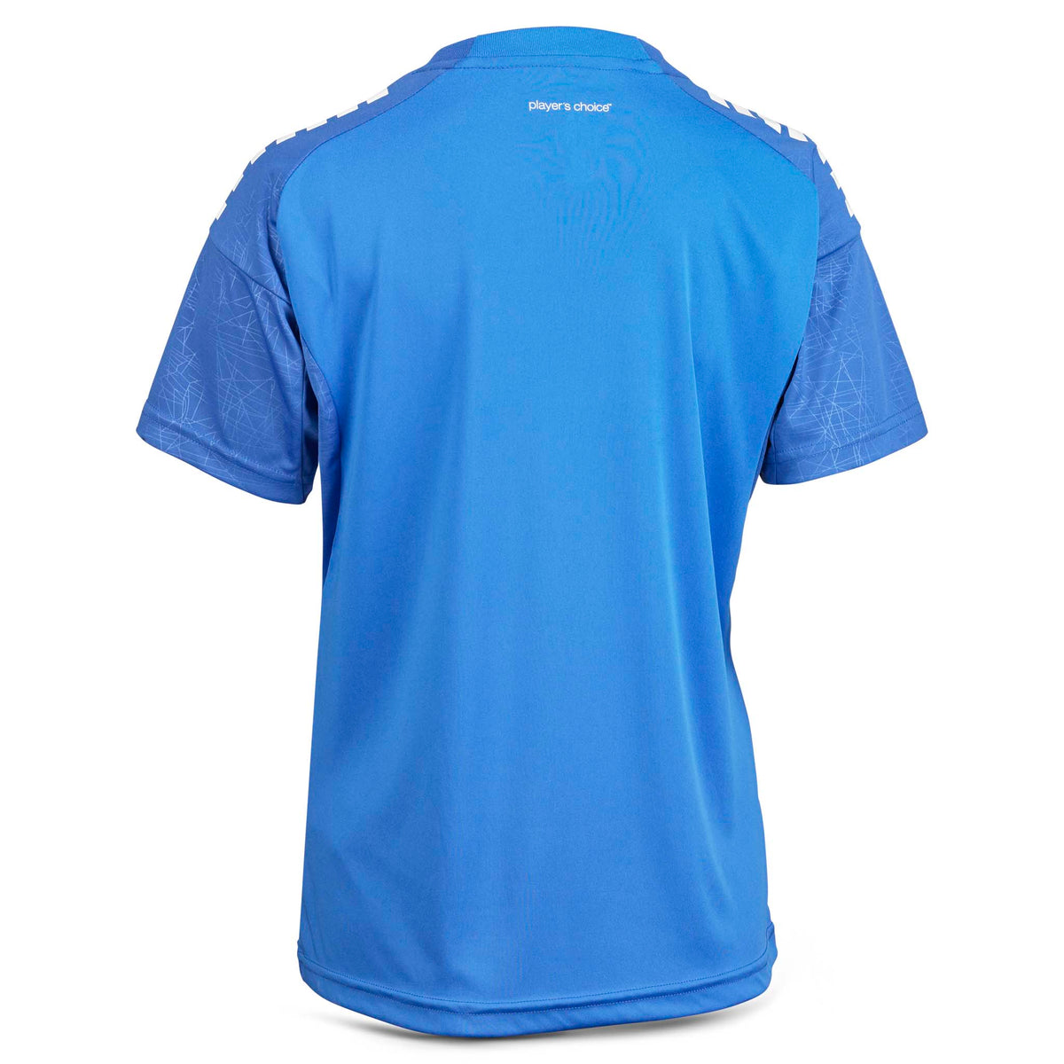 Bagside af blå Player shirt S/S Spain woman v25, Match & Training wear fodboldtrøje med struktureret skulderparti