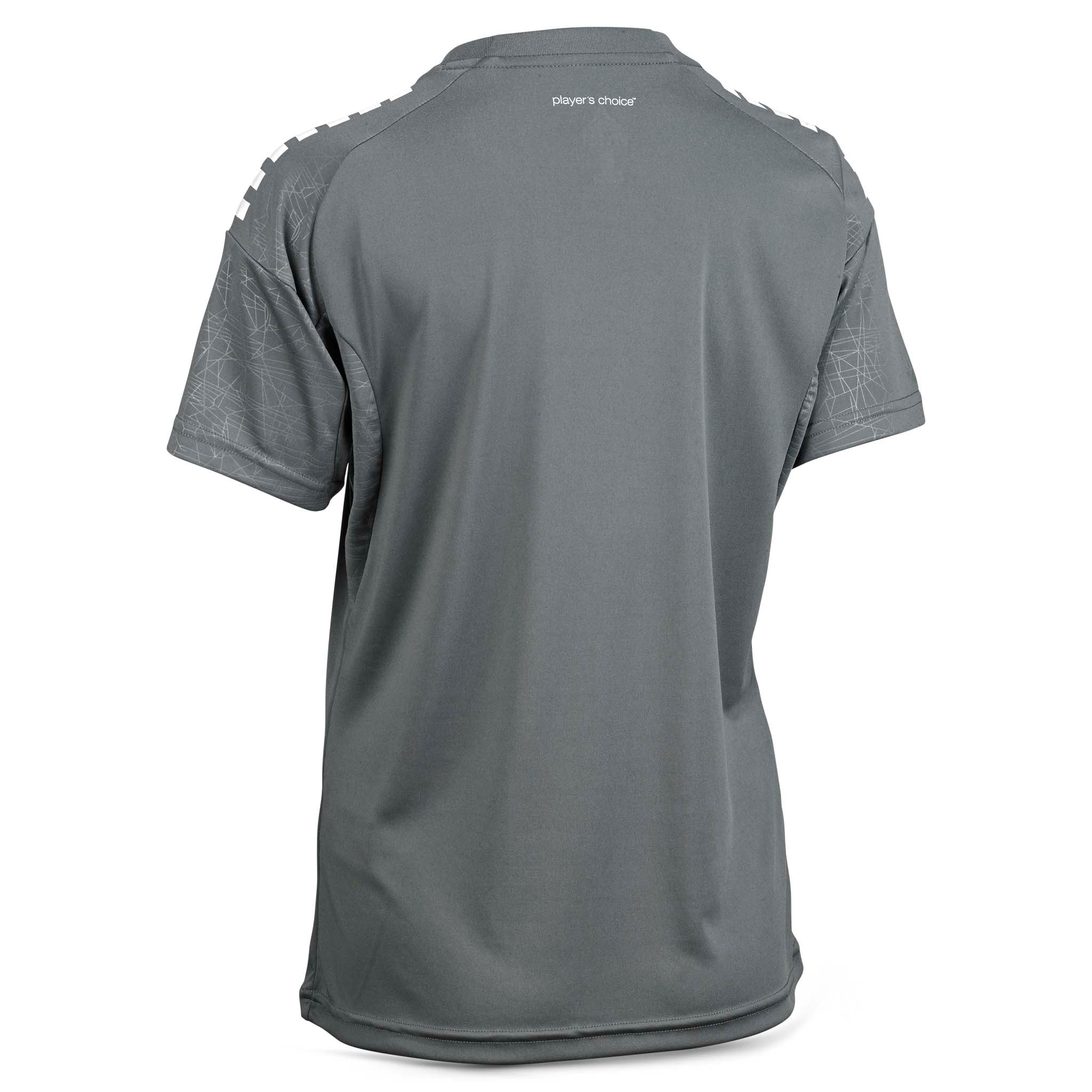 Bagside af grå Player shirt S/S Spain woman v25, fodbold Match & Training wear med struktureret skulder.