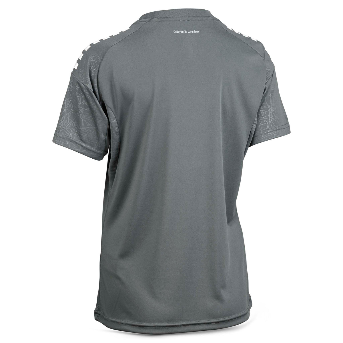 Bagside af grå Player shirt S/S Spain woman v25, fodbold Match & Training wear med struktureret skulder.