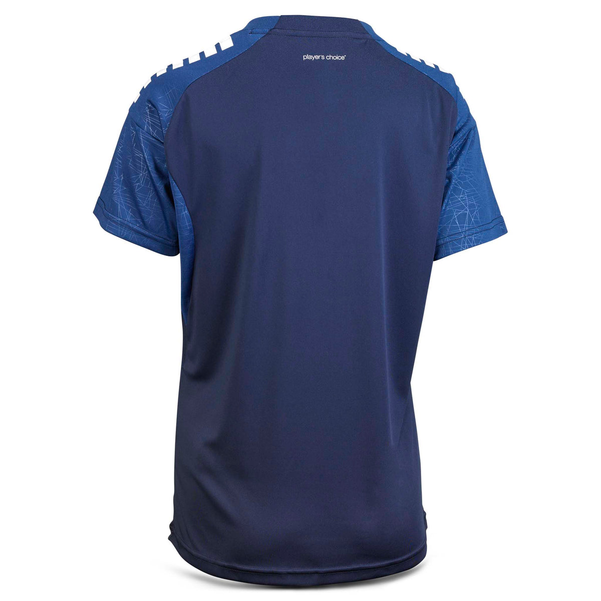 Player shirt S/S Spain woman v25, marineblå med blå mønstrede ærmer, Match & Training tøj, bagside