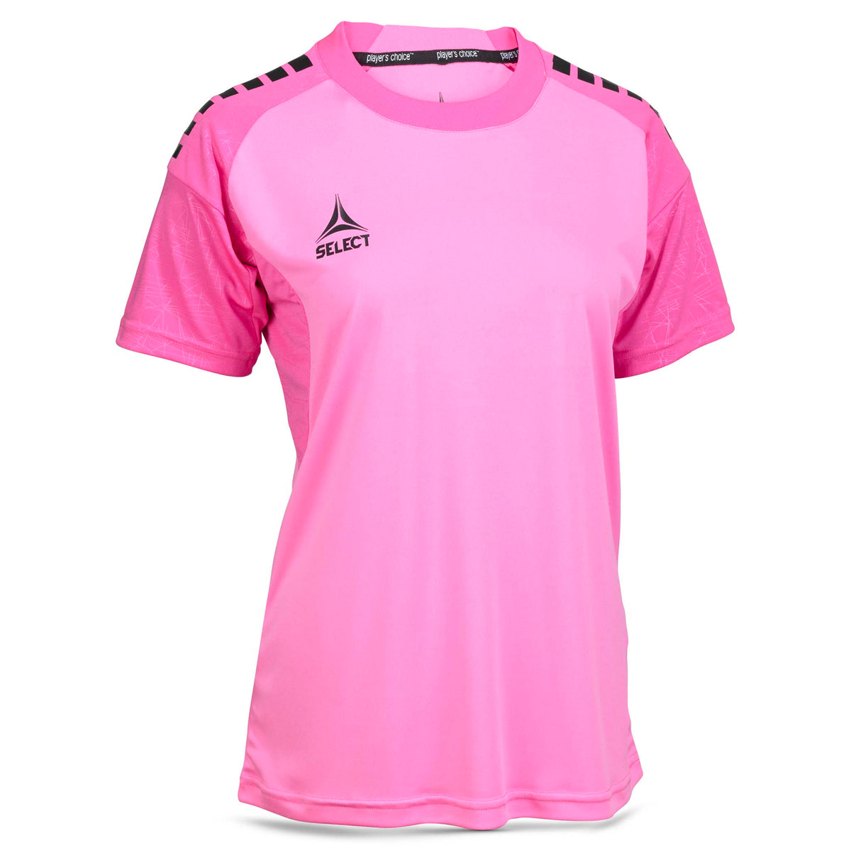 Forside af lyserød og sort Player shirt S/S Spain woman v25, Match & Training wear, fodbold