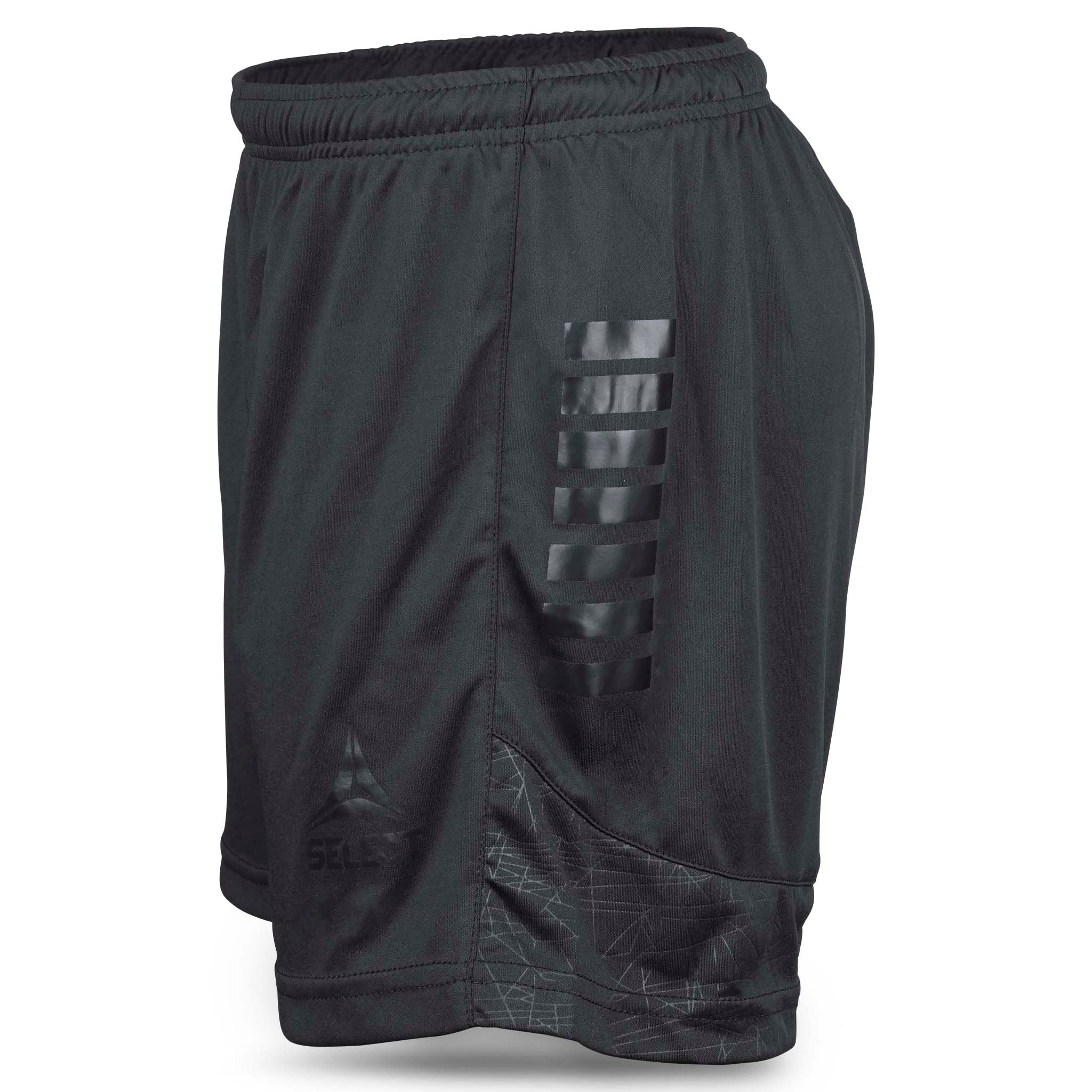 Sorte Player shorts Spain woman v25, Match & Training wear, set fra højre side med tonet stribedetalje