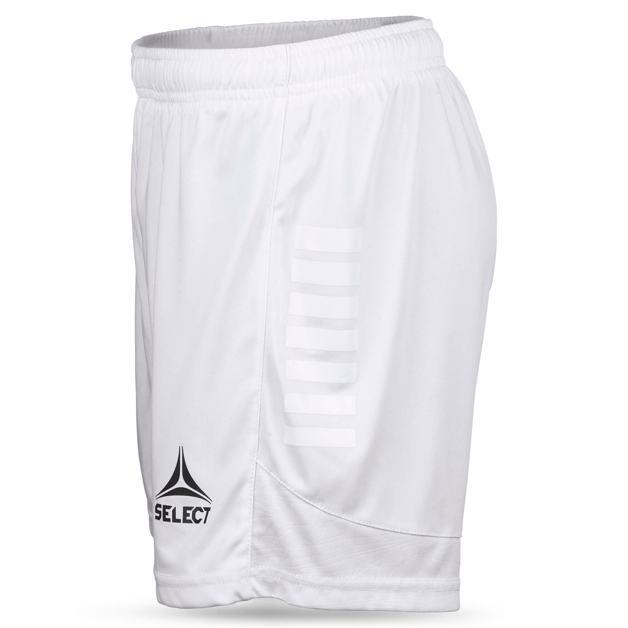 Hvide Player shorts Spain woman v25, set fra højre side, fodbold Match & Training wear med Select-logo.