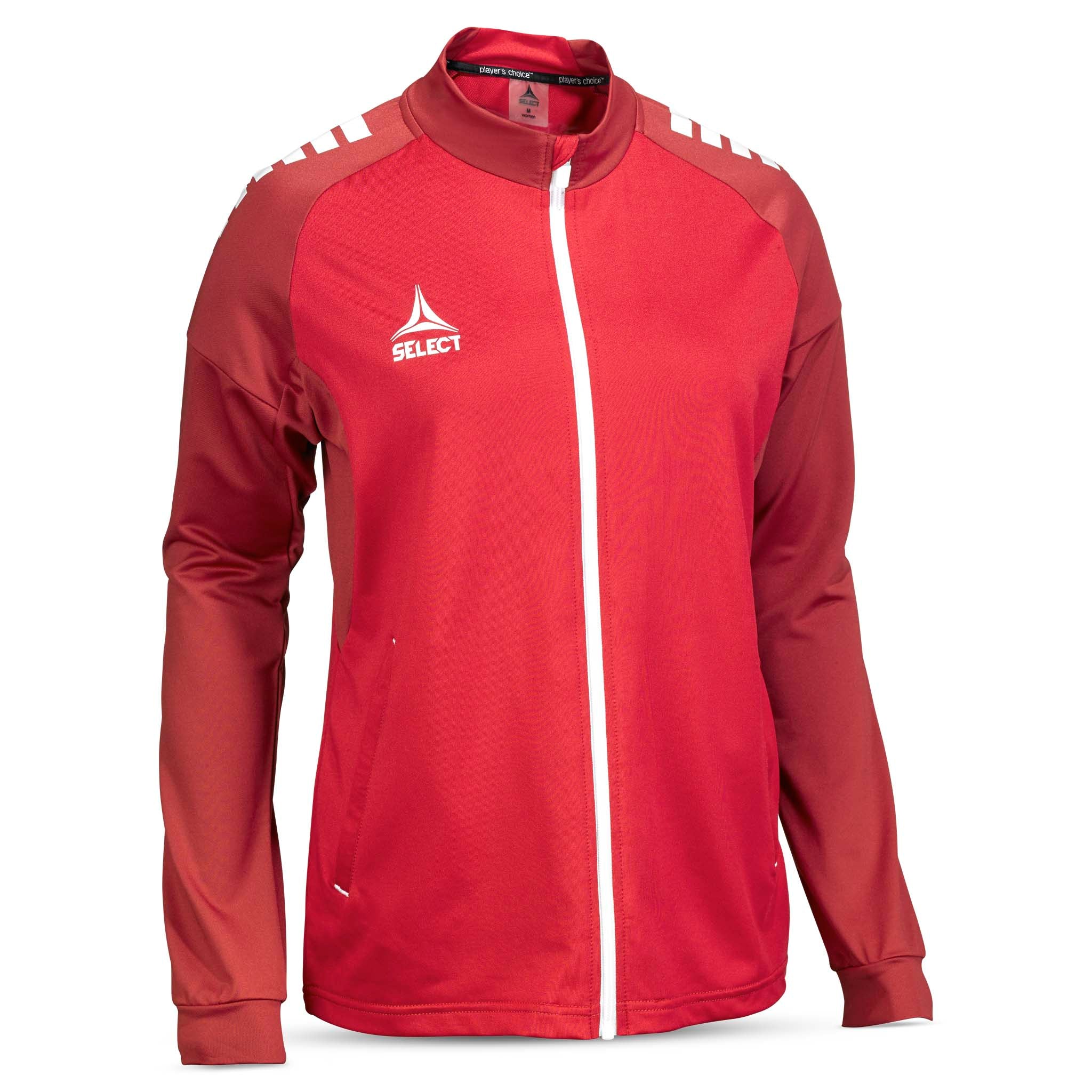 Forfra af rød og hvid Training zip jacket Spain woman v25, fodbold Match & Training wear