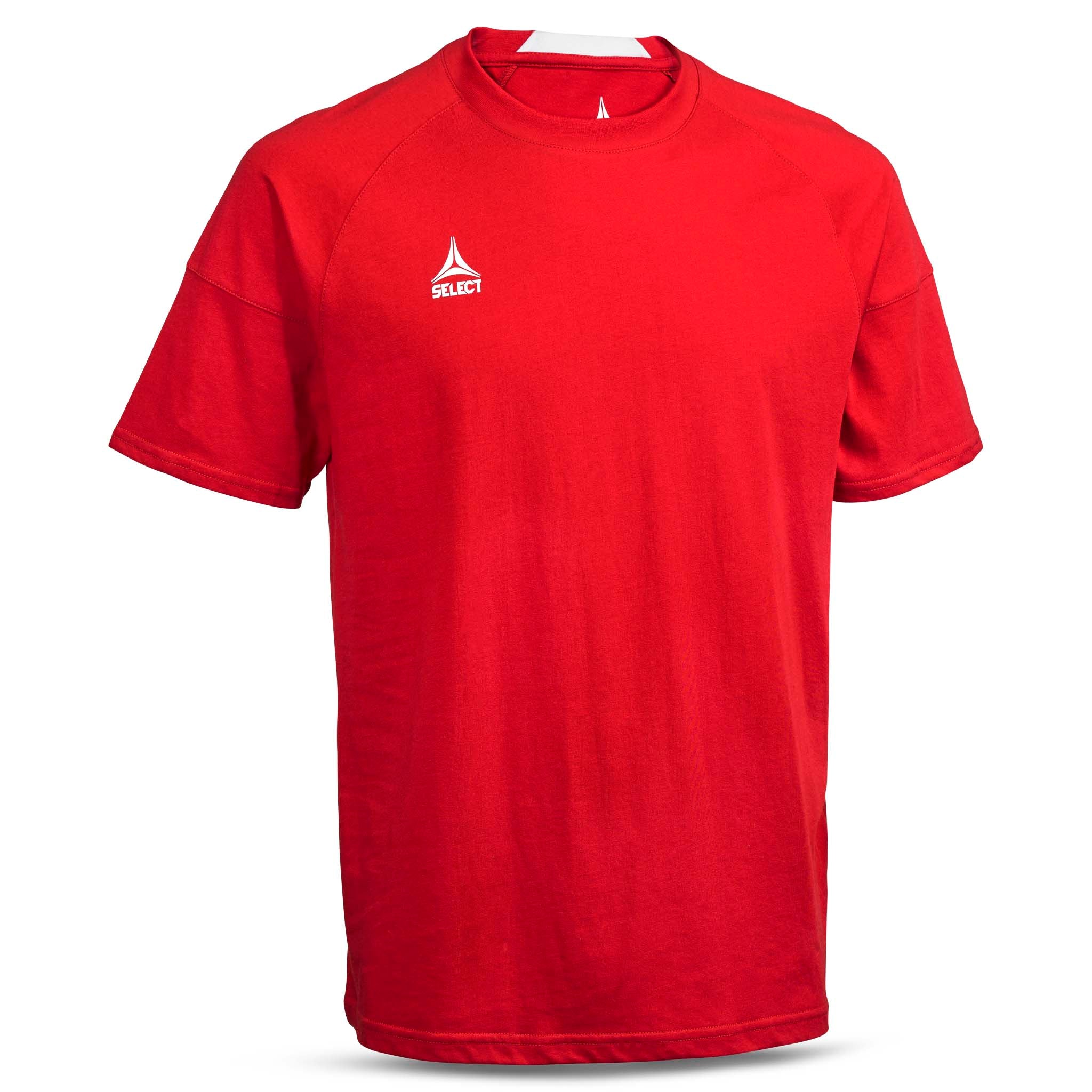 Rød T-Shirt Oxford v25 fritidstøj, forside med hvidt logo på brystet.