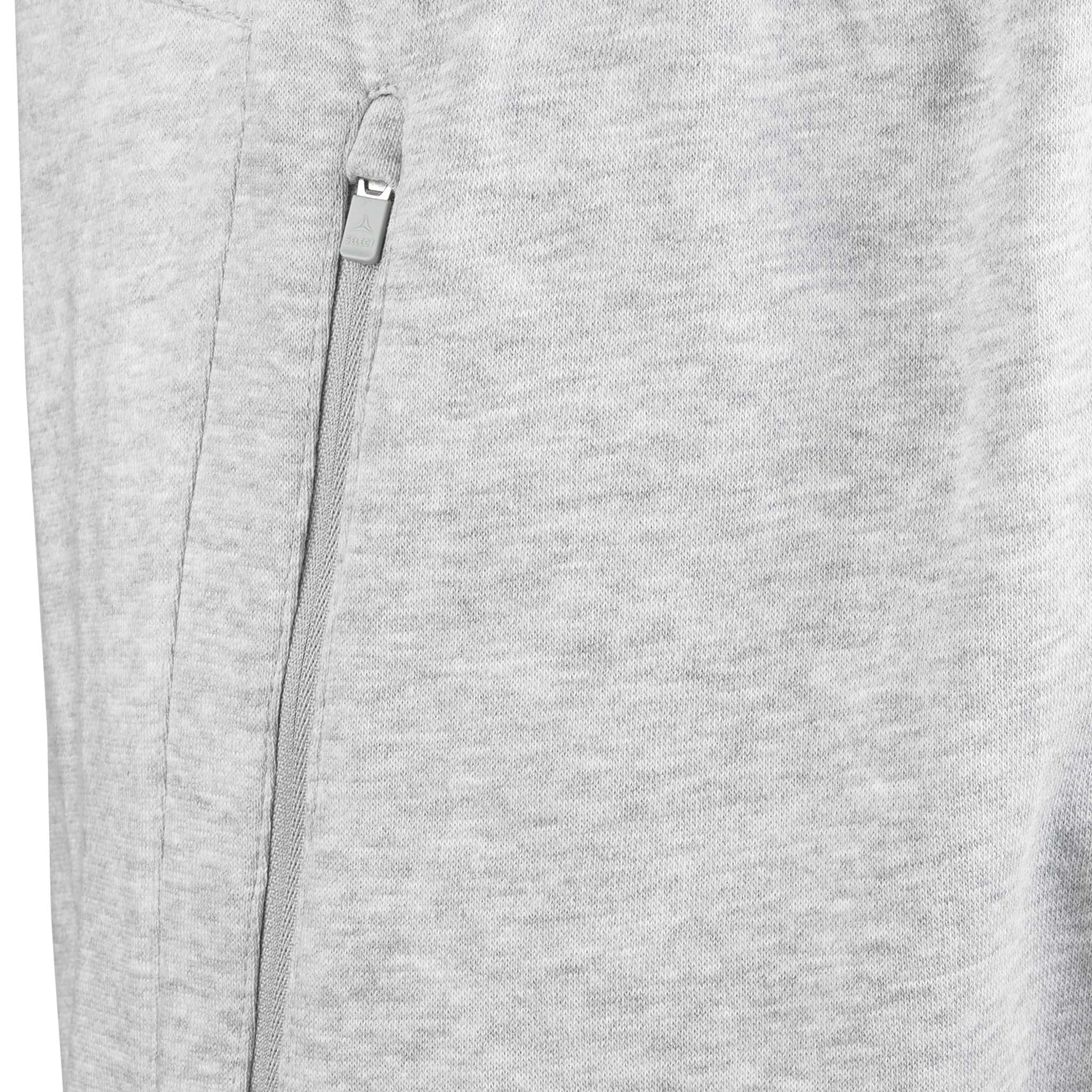 Closeup af grå Sweat pants Oxford v25 fritidstøj, der viser detalje af lynlåslomme i siden.