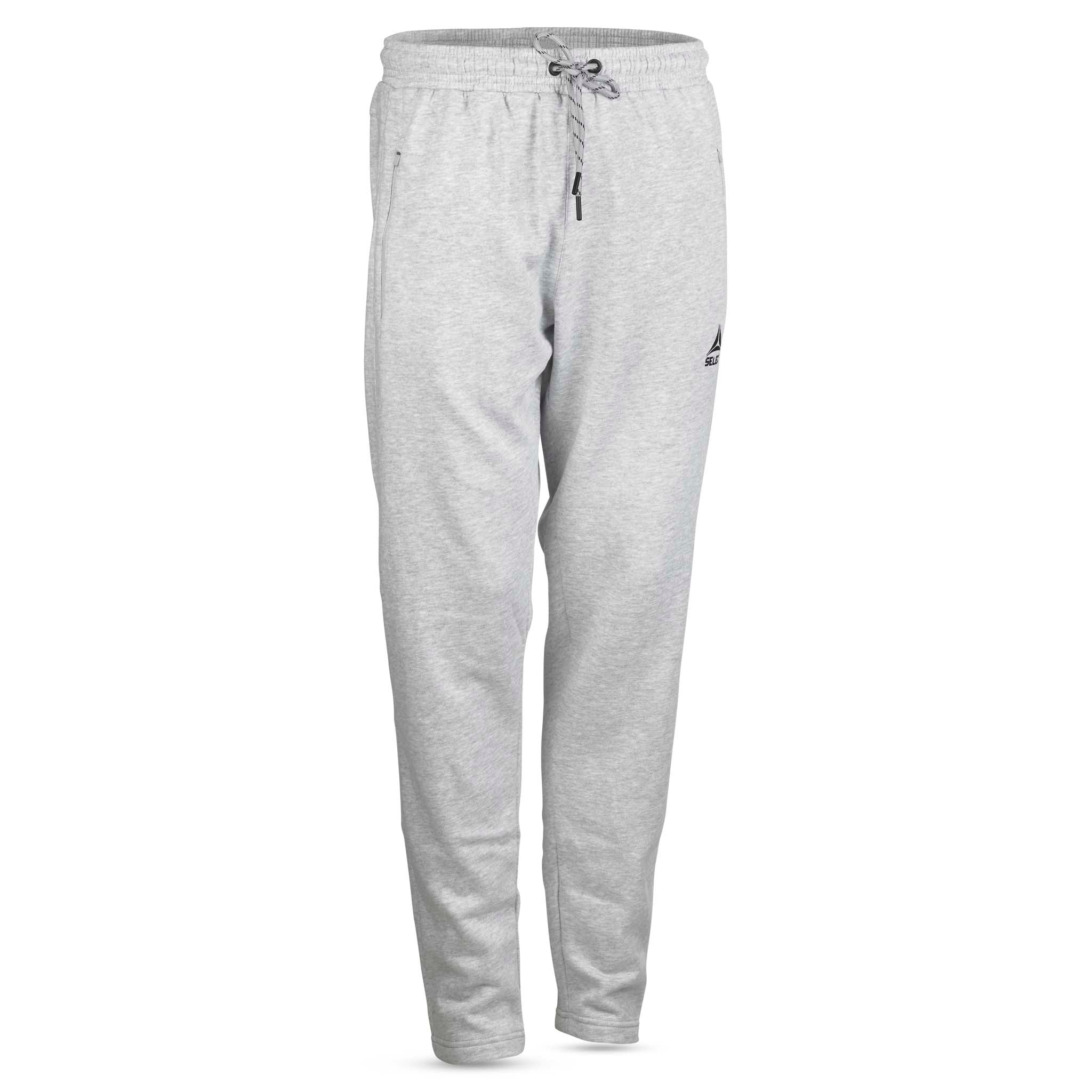 Forfra af grå Sweat pants Oxford v25, fritidstøj med snøre i taljen og smalle ben.