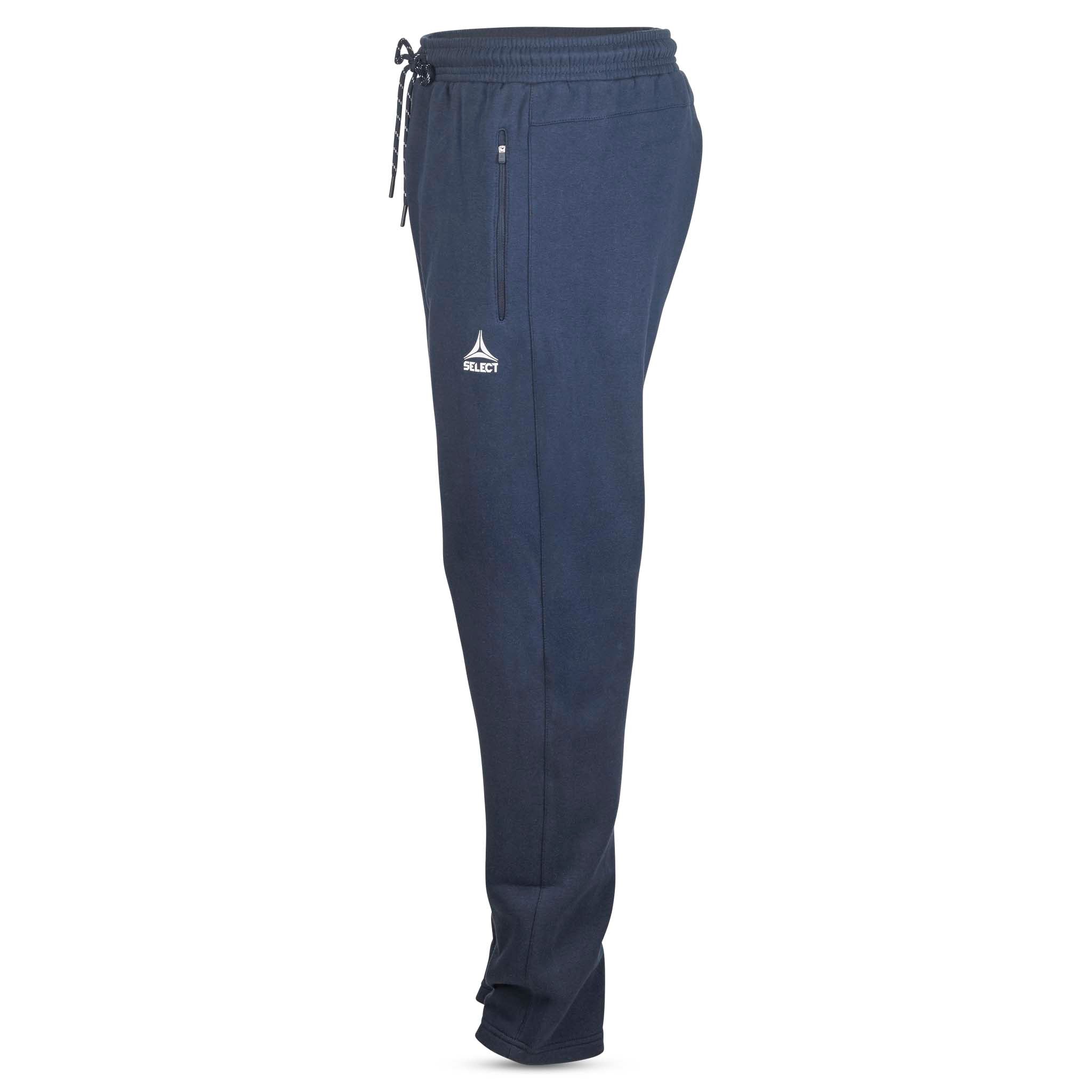 Marineblå Sweat pants Oxford v25, fritidstøj, set fra venstre side med hvid snor og logo.