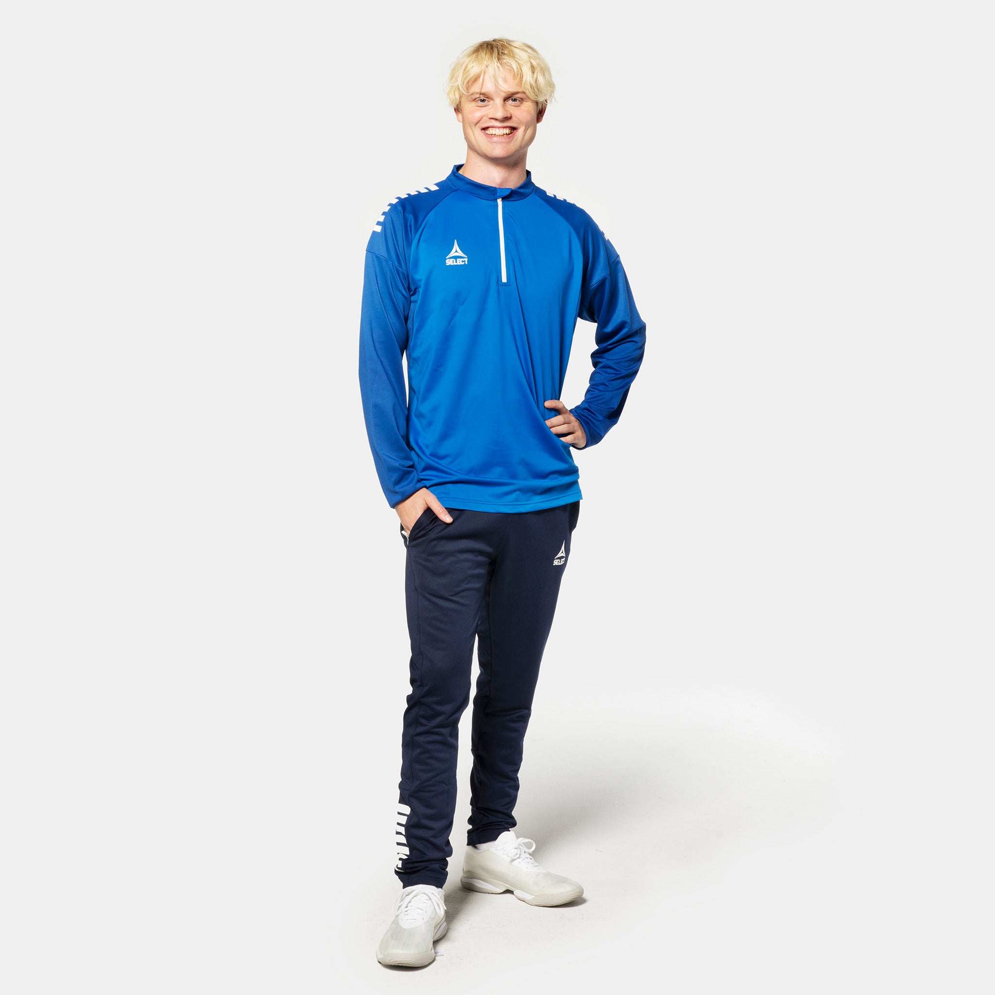 Spain Træningssweatshirt 1/2 lynlås #farve_ #farve_blå/hvid #farve_blå/hvid