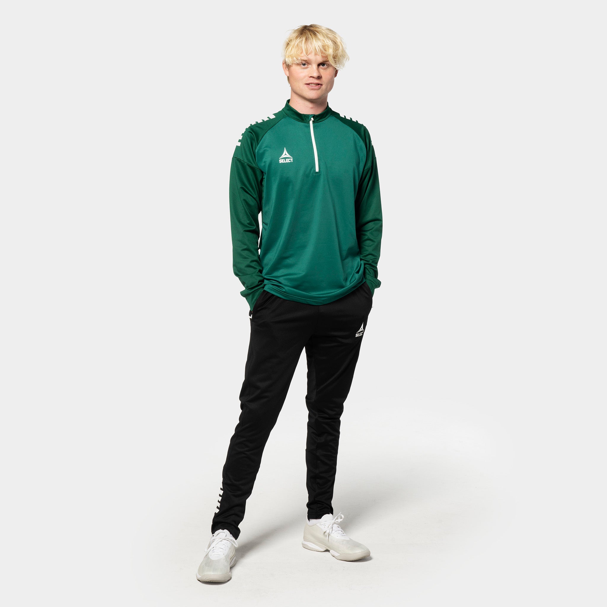 Spain Træningssweatshirt 1/2 lynlås #farve_ #farve_grøn/hvid #farve_grøn/hvid