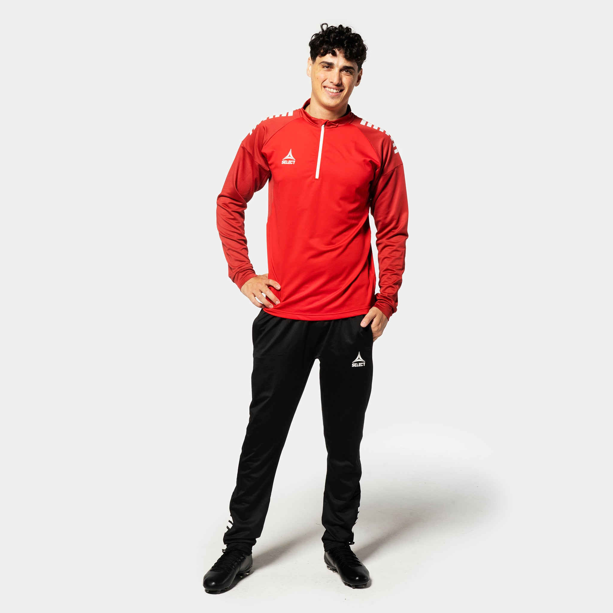 Spain Træningssweatshirt 1/2 lynlås #farve_ #farve_rød/hvid #farve_rød/hvid