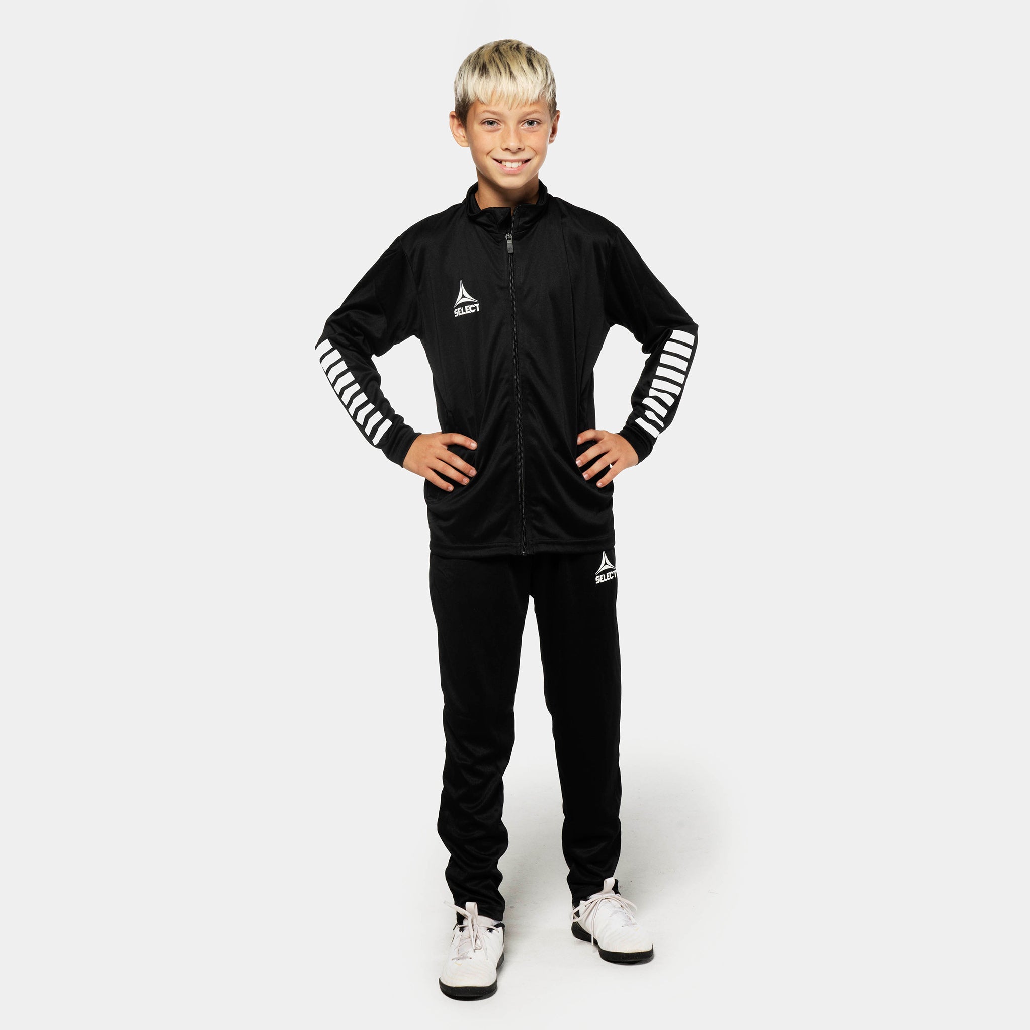 Pisa zip træningsjakke - Børn #farve_ #farve_sort/hvid #farve_sort/hvid