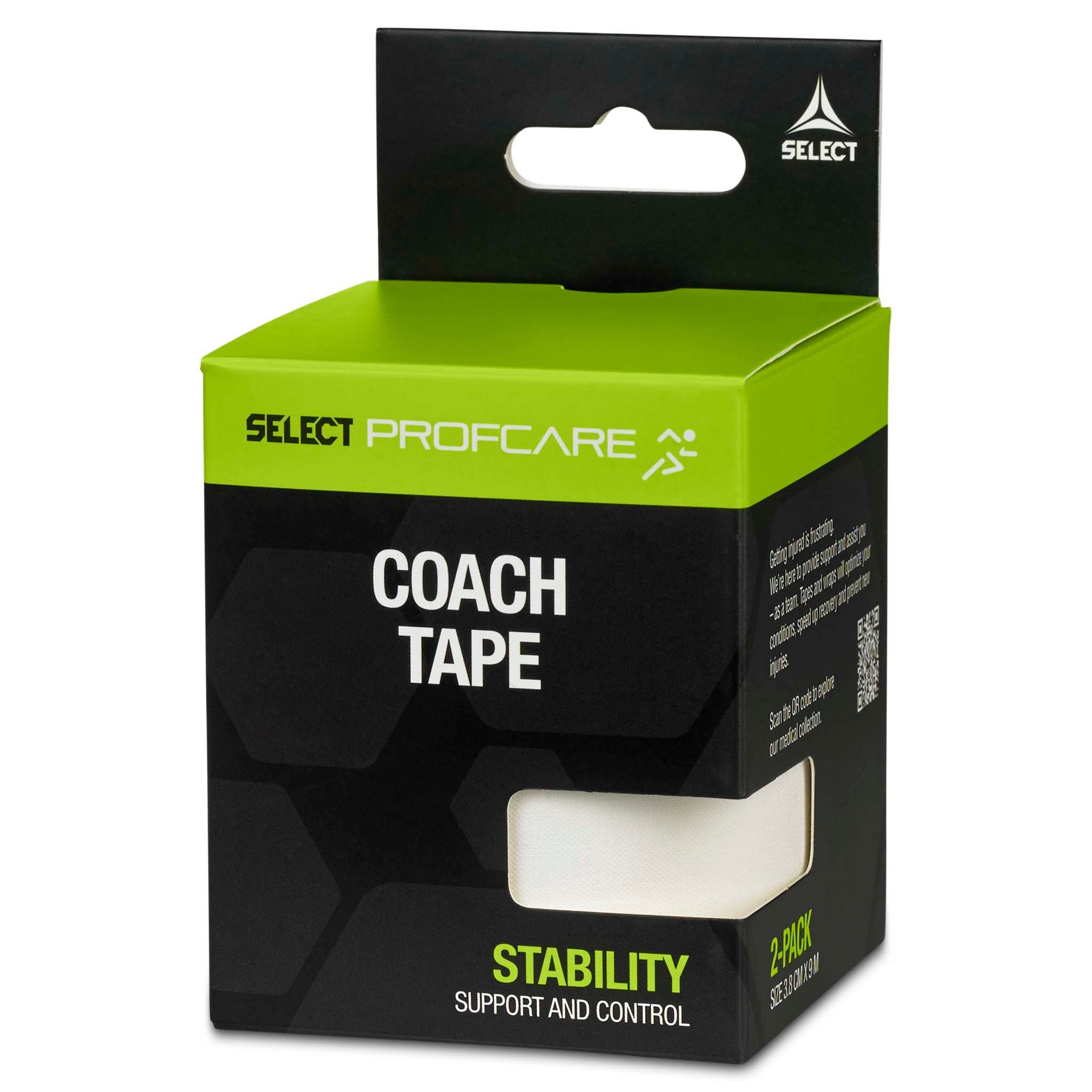 Coach sportstape 2-pack (3,8 cm. x 9 m.) #farve_hvid