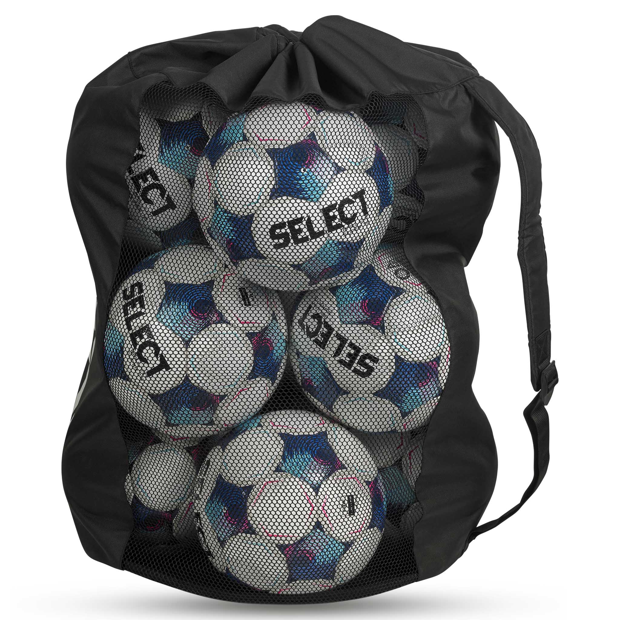 Sort Fodboldtaske Select 10-12 bolde v26, sportstasker, højre side, fyldt med fodbolde