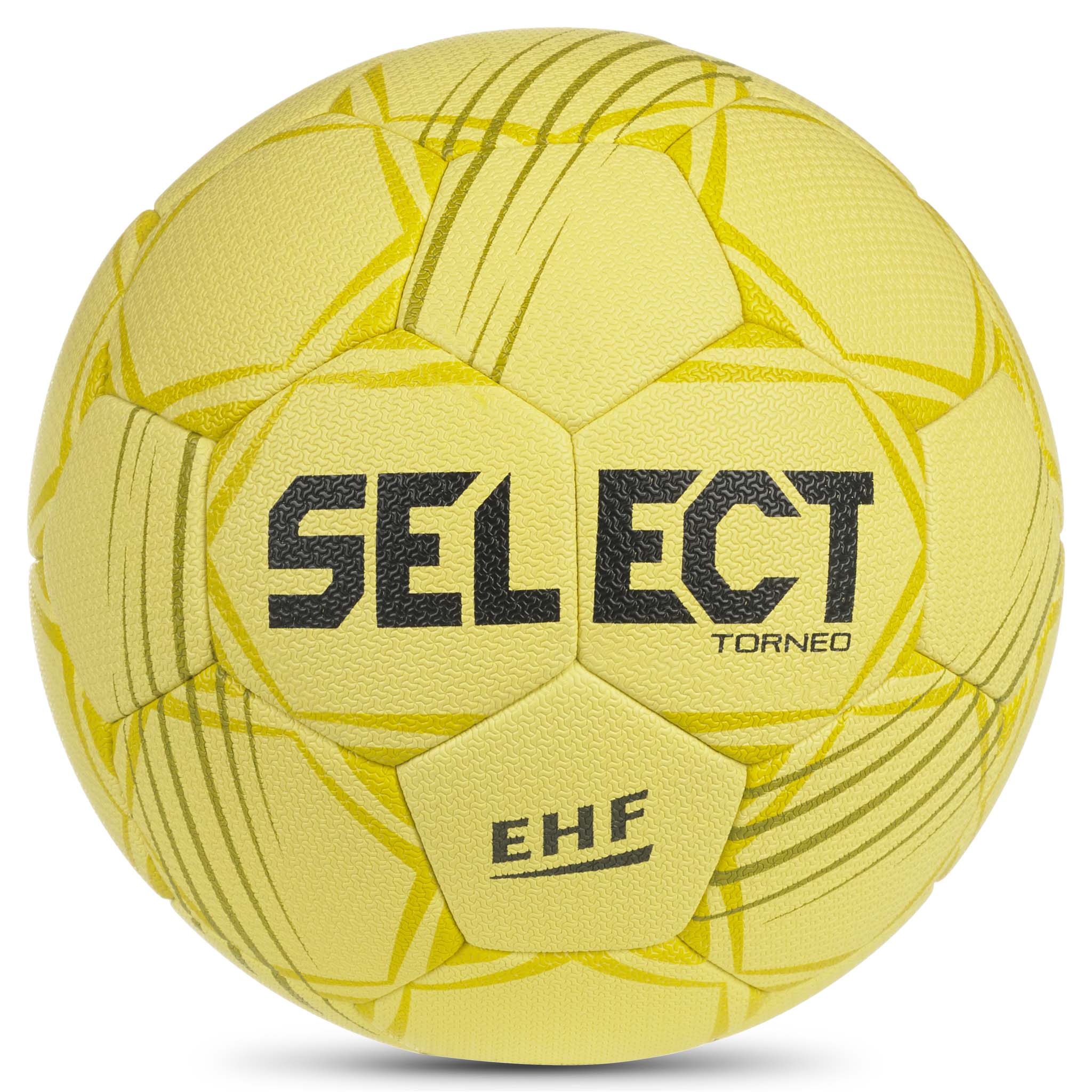 Forside af gul Torneo v26 håndbold med grå Select-logo og EHF-tekst