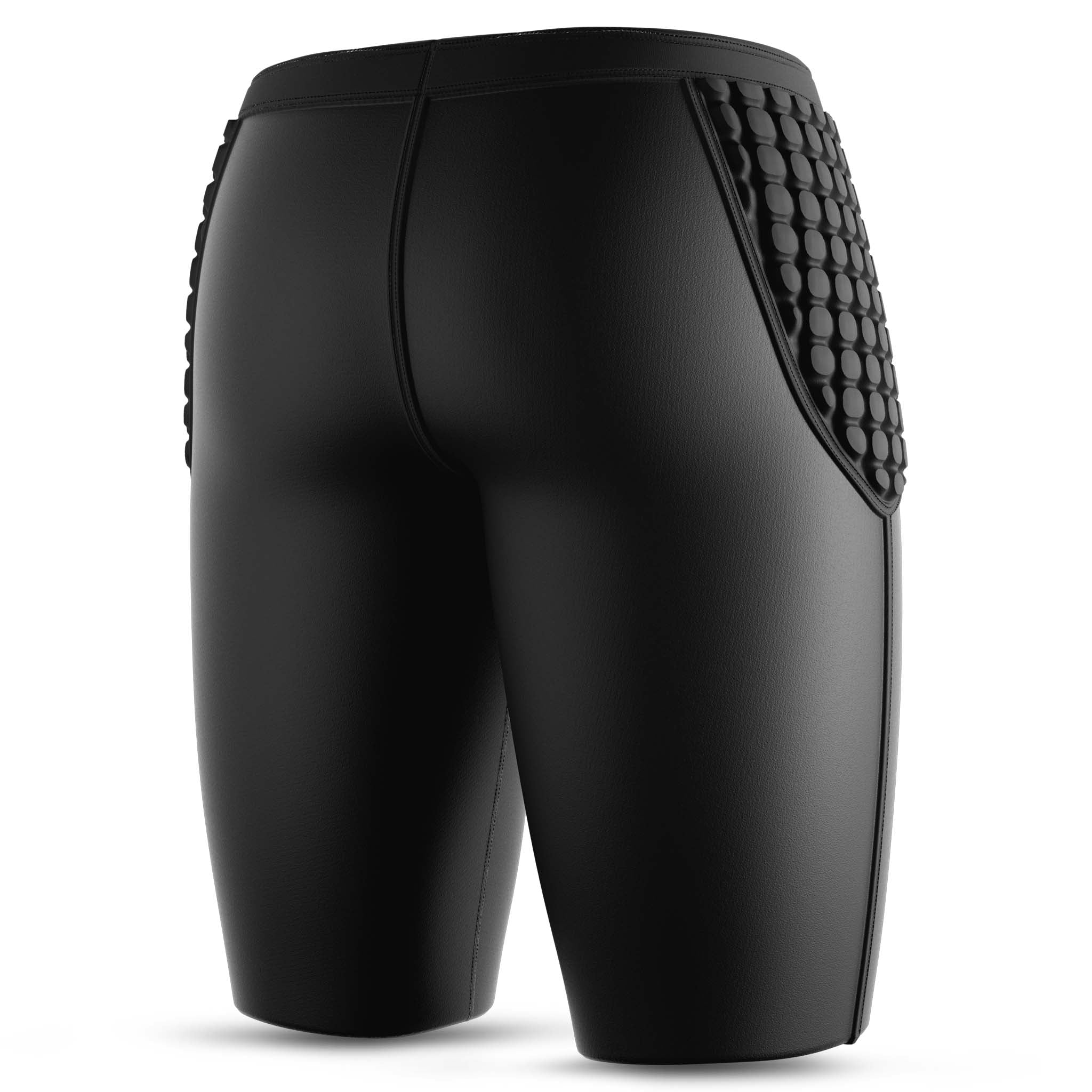 Sorte Goalkeeper pants 6420 med polstret hoftebeskyttelse, sports support, set bagfra.