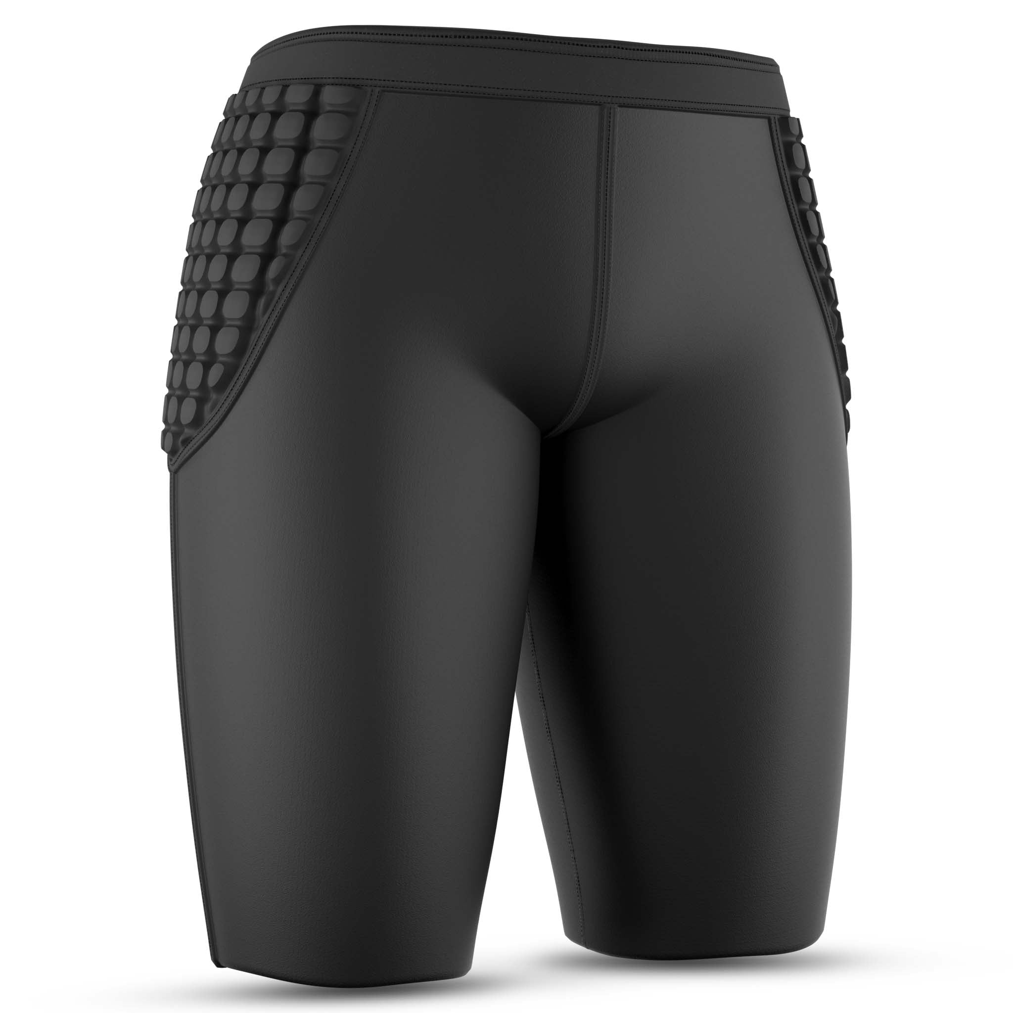 Forside af sorte Goalkeeper pants 6420 med polstrede hoftepaneler, Sports support til fodbold.