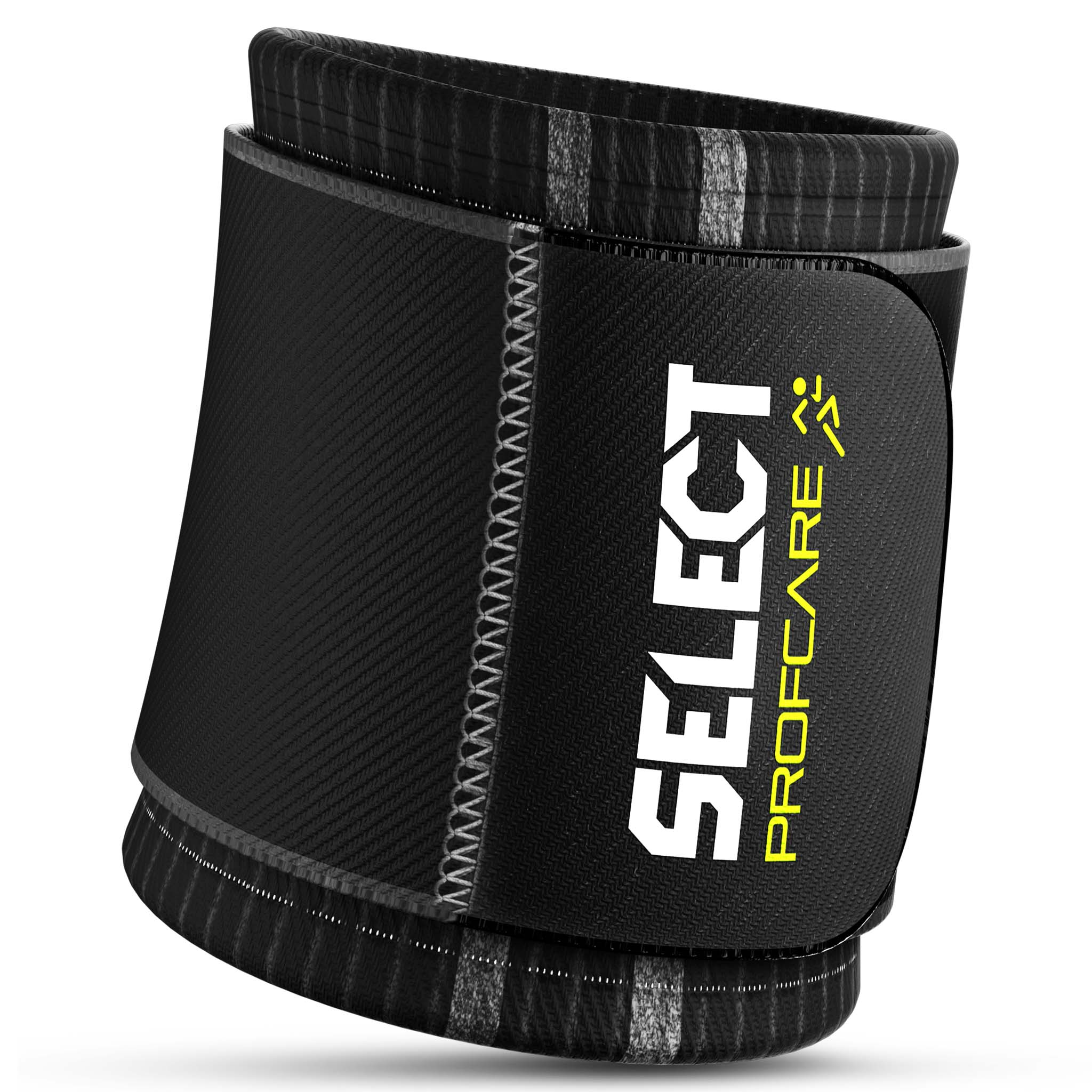 Forside af sort Wrist support sportsstøtte med grå kant og hvidt Select Profcare-logo