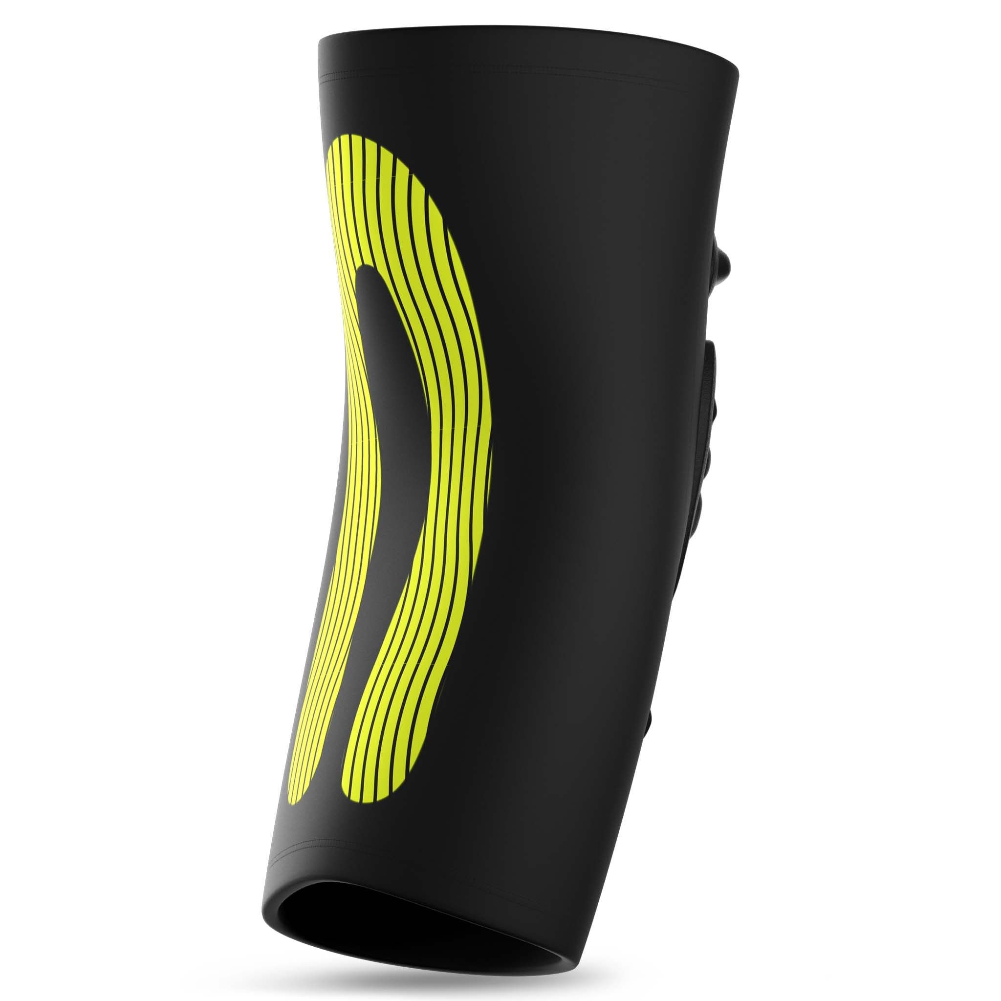 Sort Compression elbow support 6650 sportsstøtte med gule linjer, set bagfra