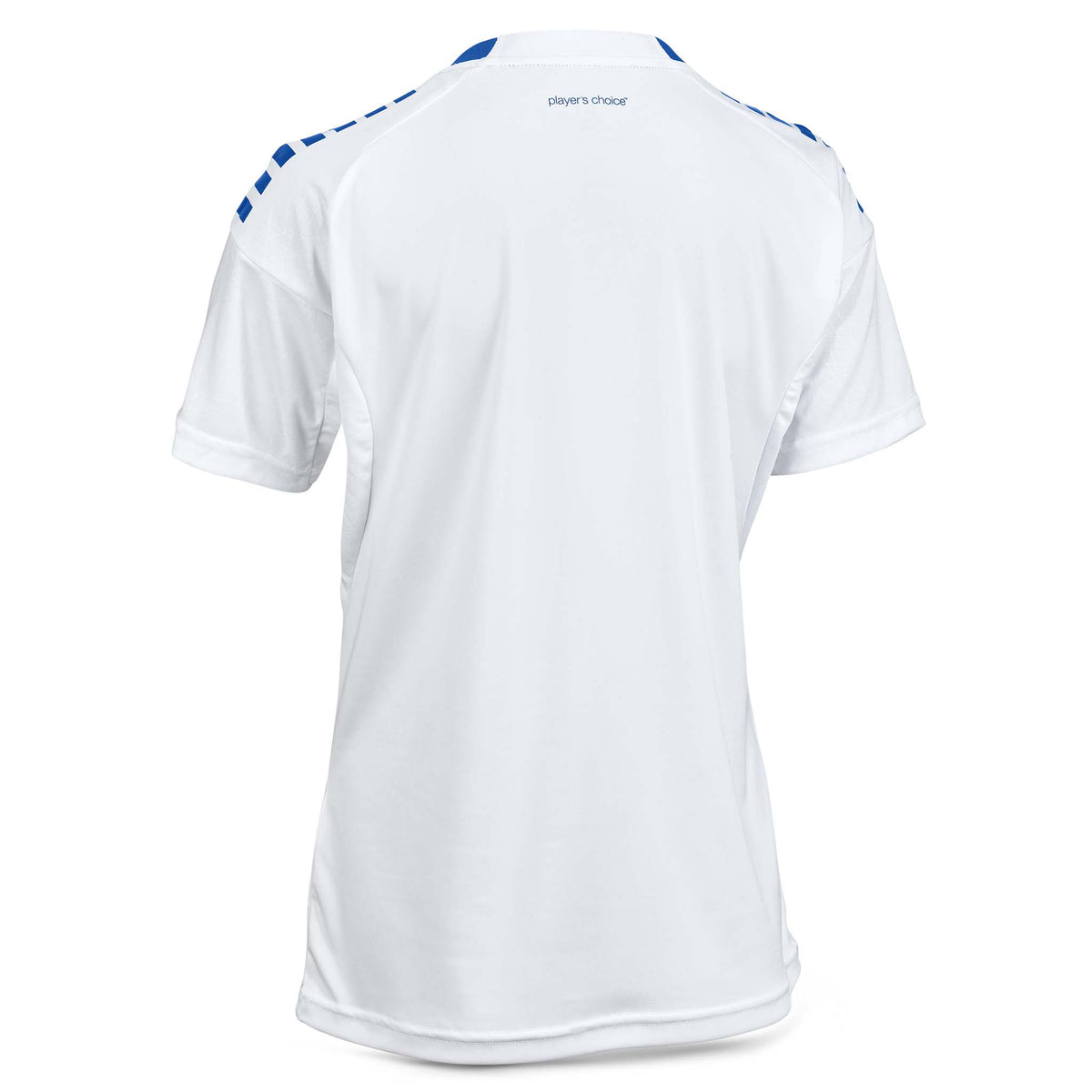 Bagside af hvid og blå Player shirt S/S Spain woman v25, Match & Training wear fodbold