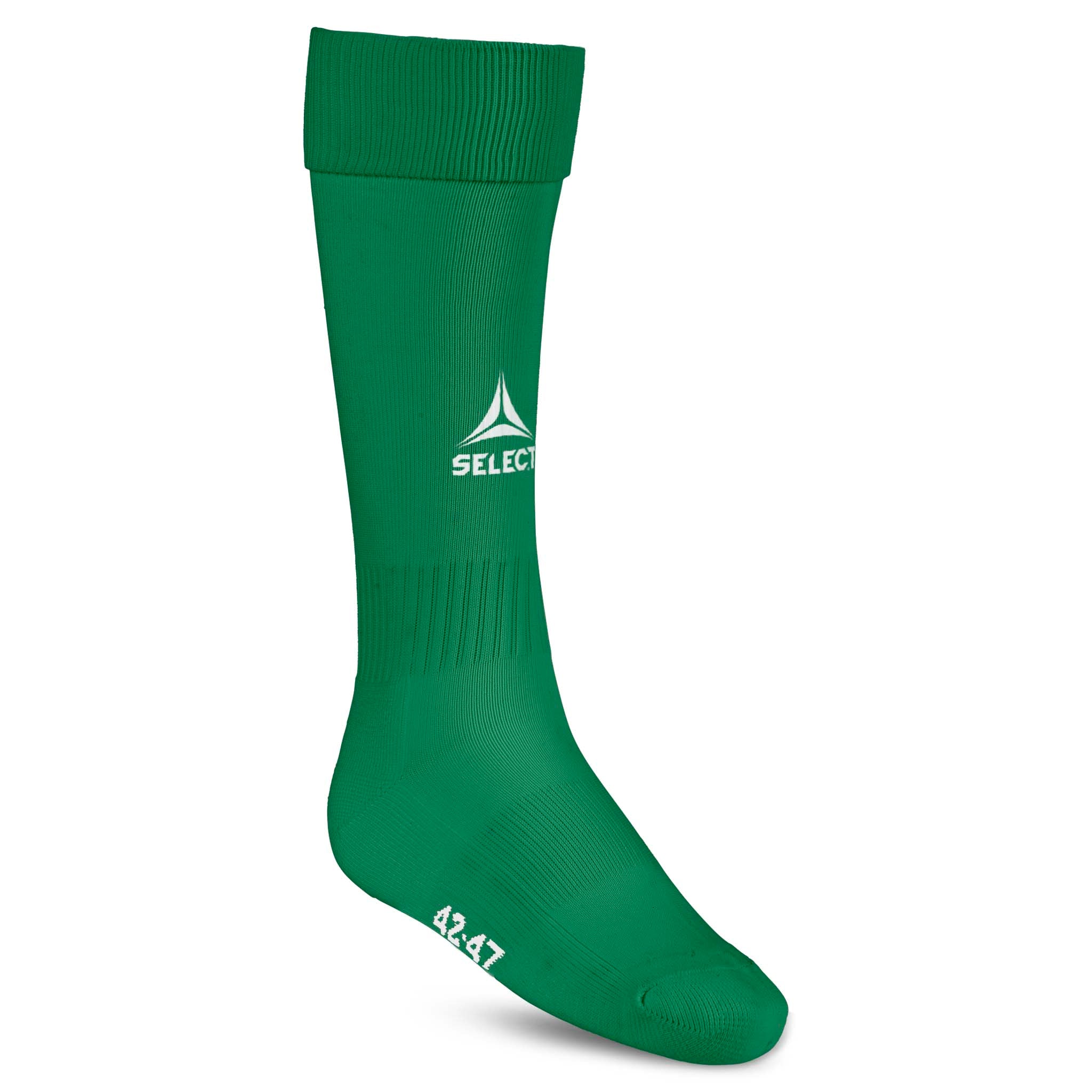 Grønne Football socks Elite, set forfra. Tilbehør med logo og ribkant.