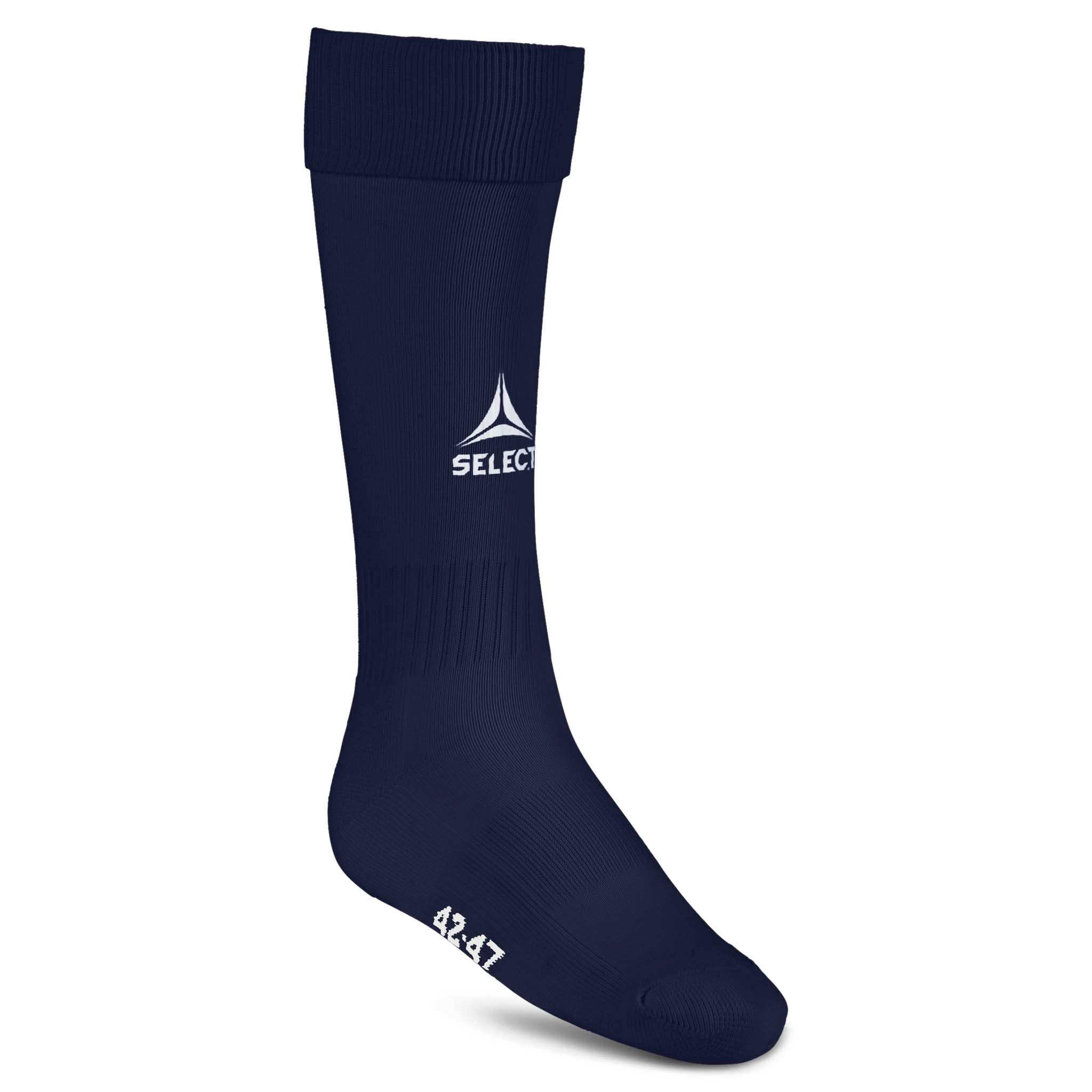 Marineblå Football socks Elite, tilbehør, set forfra med hvidt logo, str. 42-47.