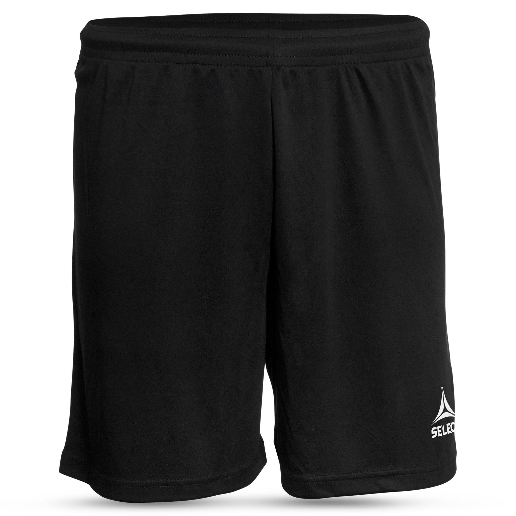 Forside af sorte Pisa Player Shorts, Match & Training wear til fodbold med hvidt logo.
