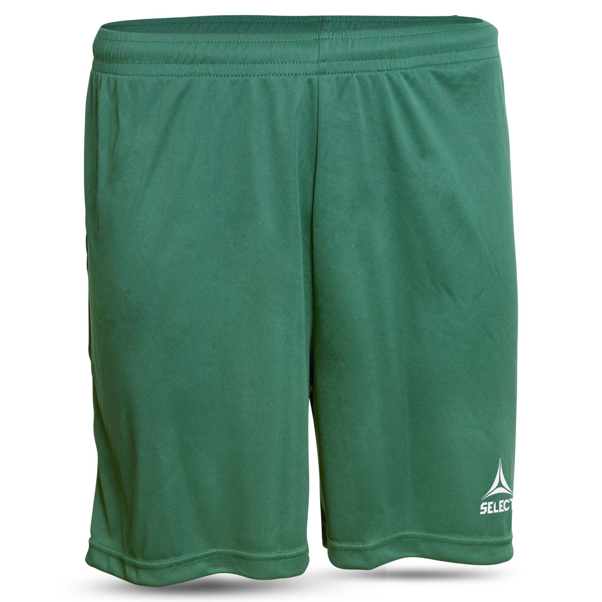 Forfra af grønne Pisa spillershorts, fodbold kamp- og træningstøj med hvidt logo.