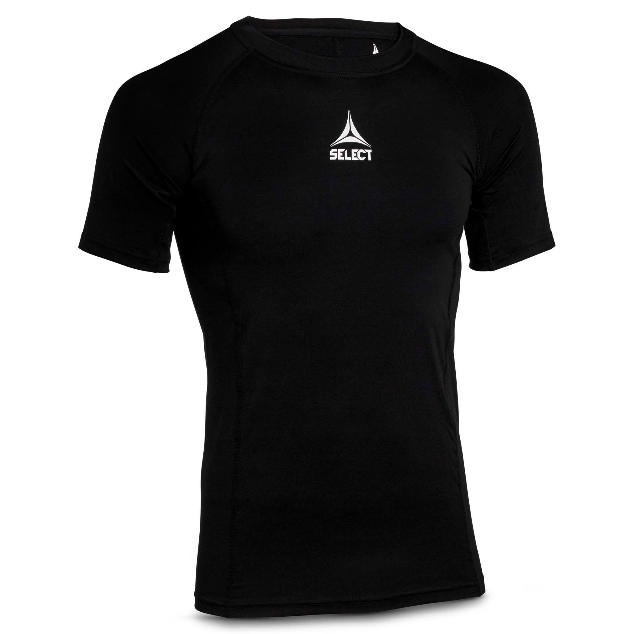 Sort kortærmet Shirt S/S Baselayer med hvidt Select-logo, set forfra.