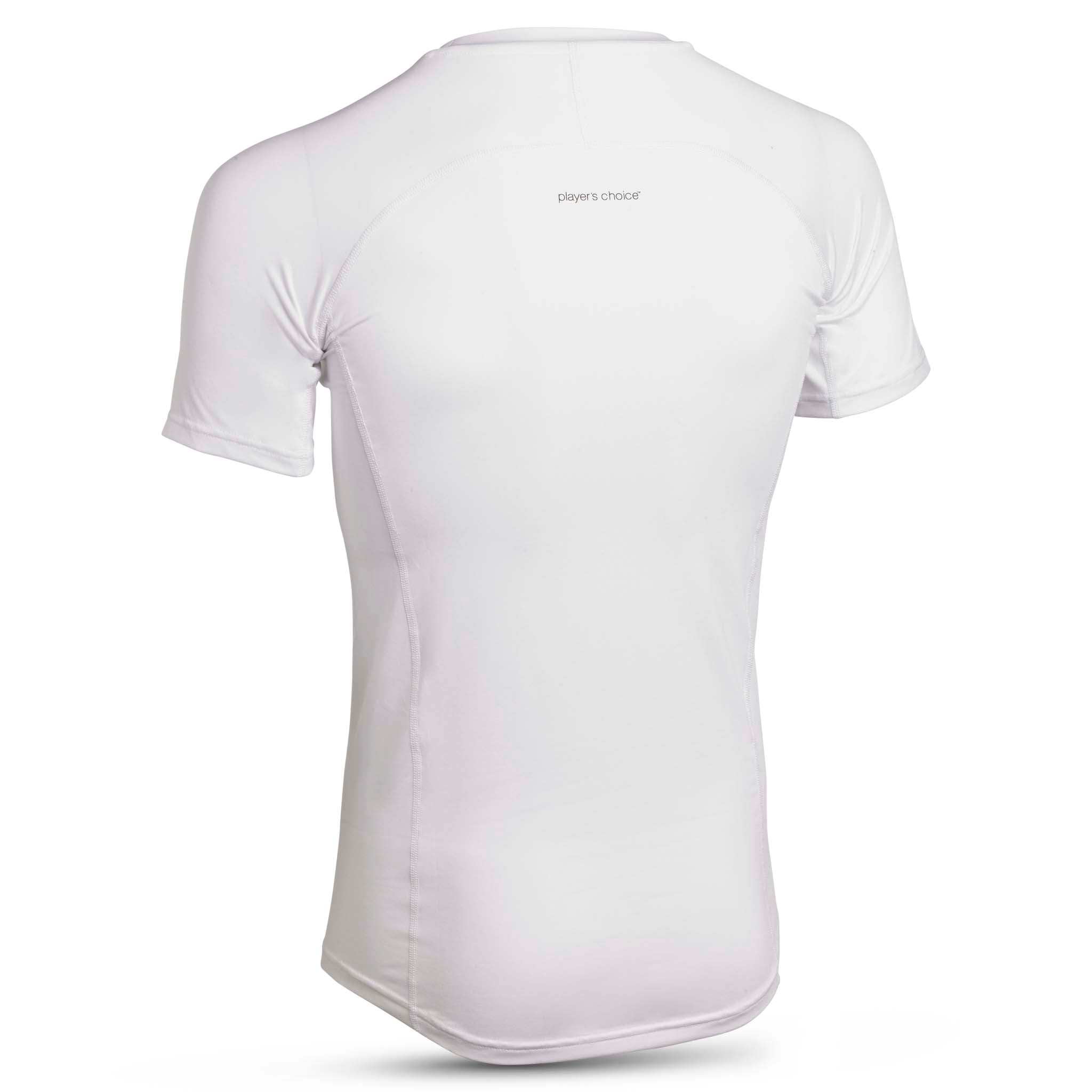 Hvid Shirt S/S Baselayer, bagside af kortærmet fodbold baselayer.