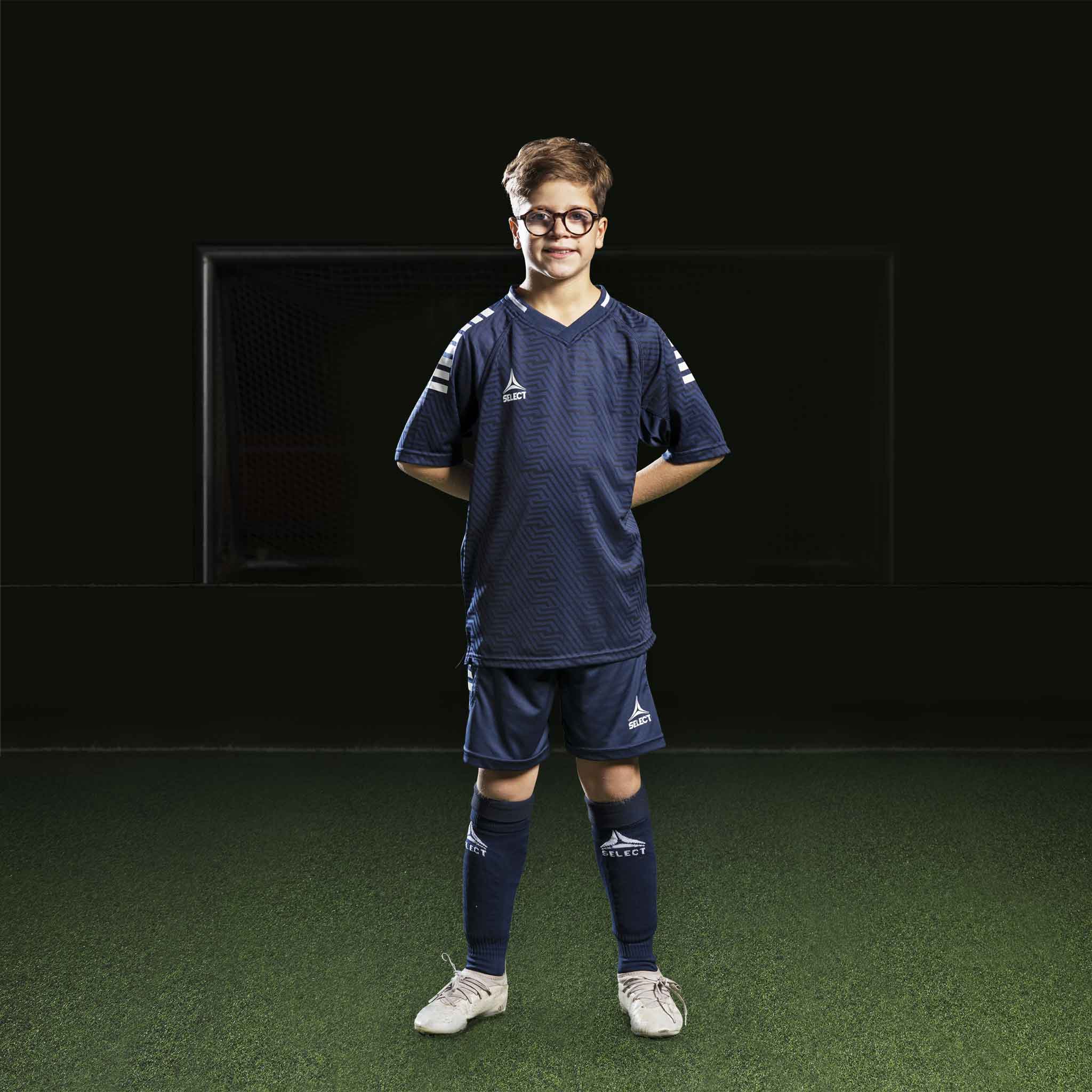 Monaco Kortærmet Spillertrøje - Børn #farve_marineblå/hvid