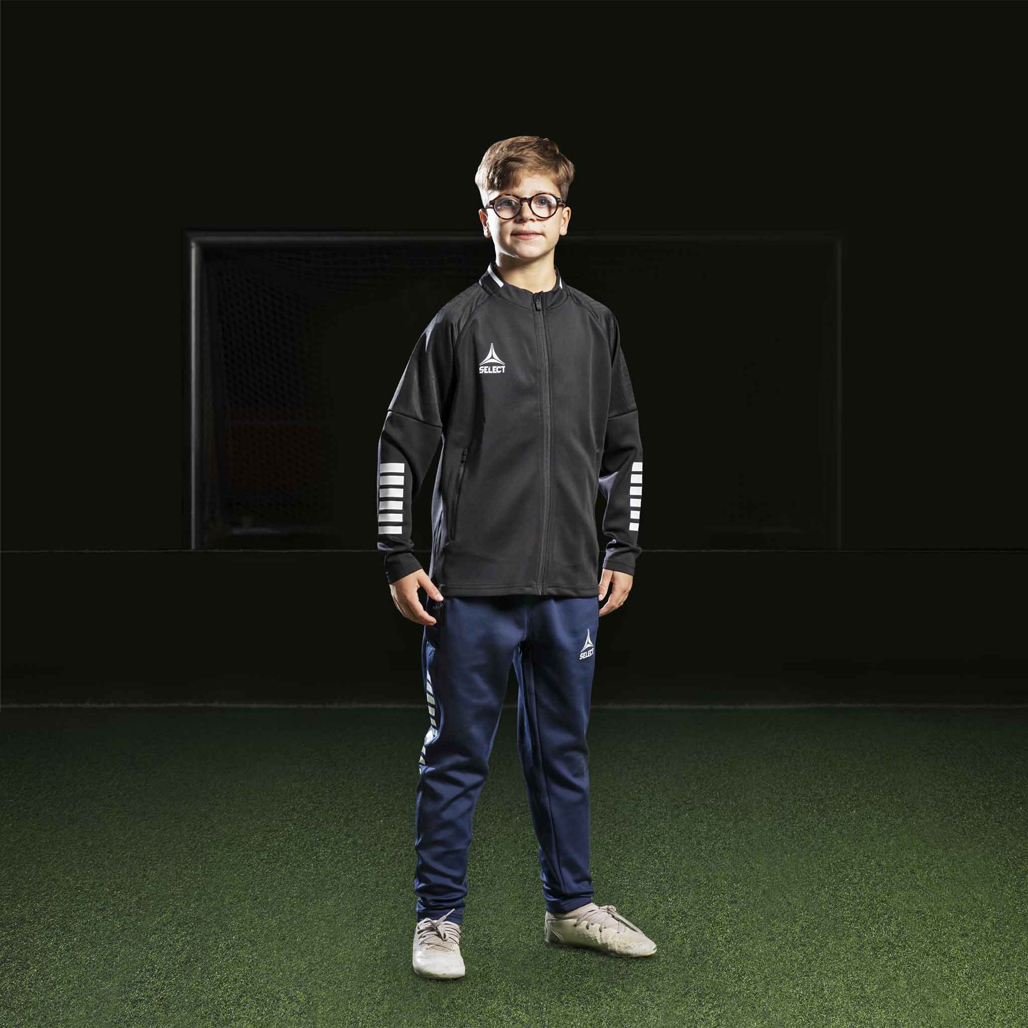 Monaco Zip træningsjakke - Børn #farve_sort/hvid