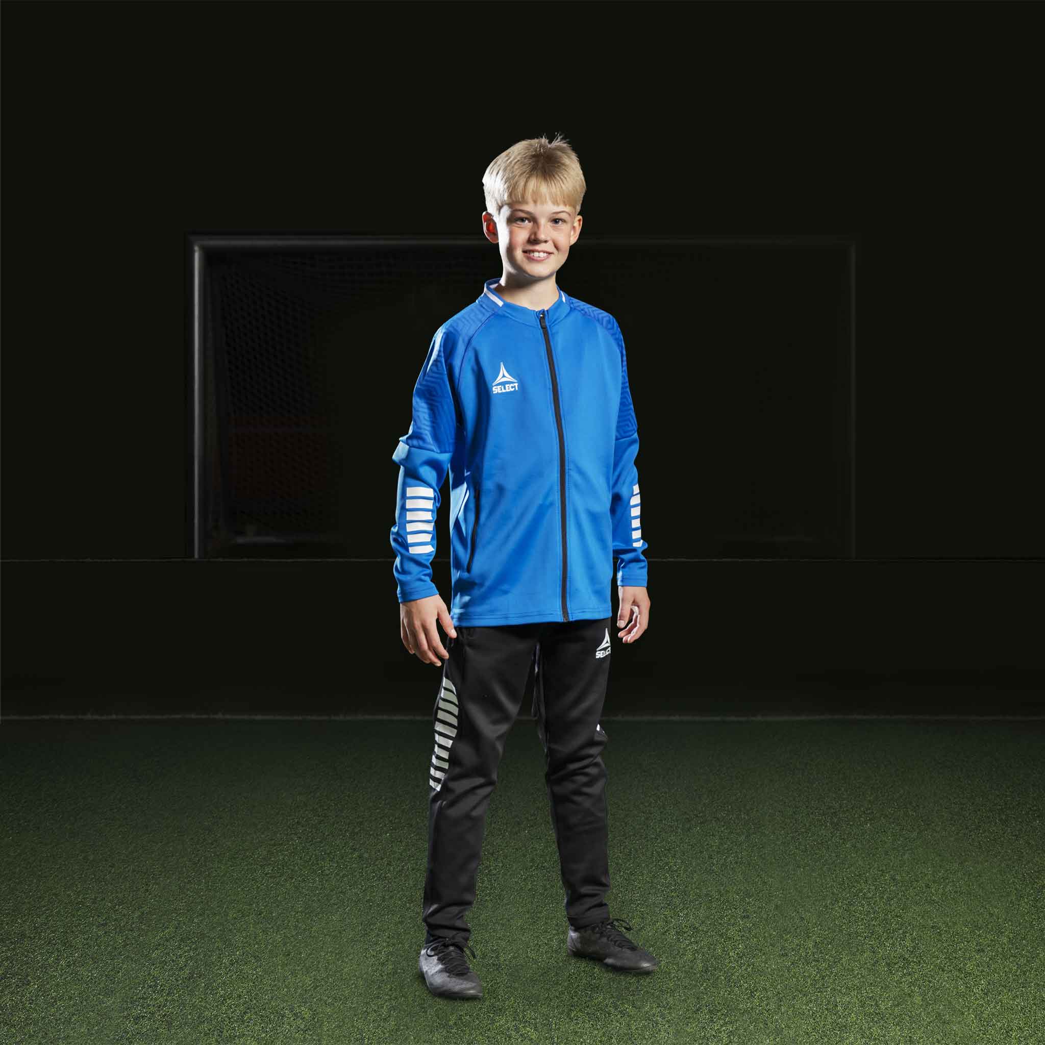 Monaco Zip træningsjakke - Børn #farve_blå/hvid